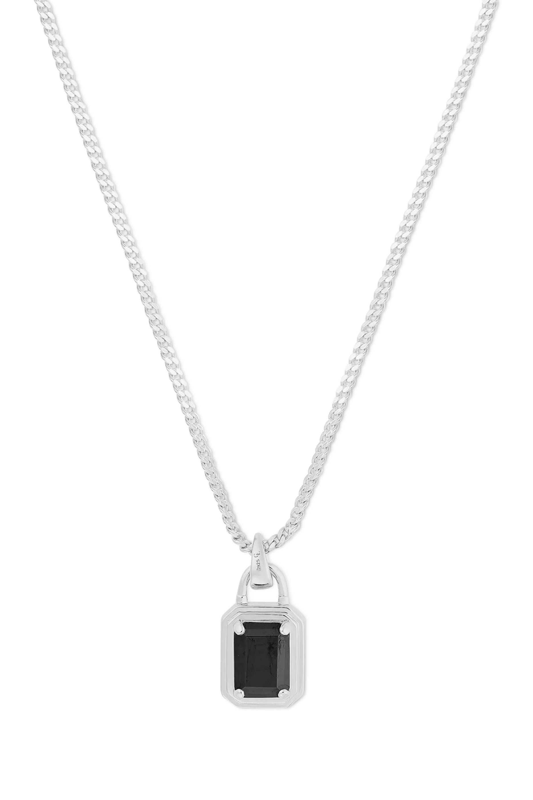  Solitaire Pendant Necklace, Sterling Silver & Emerald cut 5A Cubic Zirconia