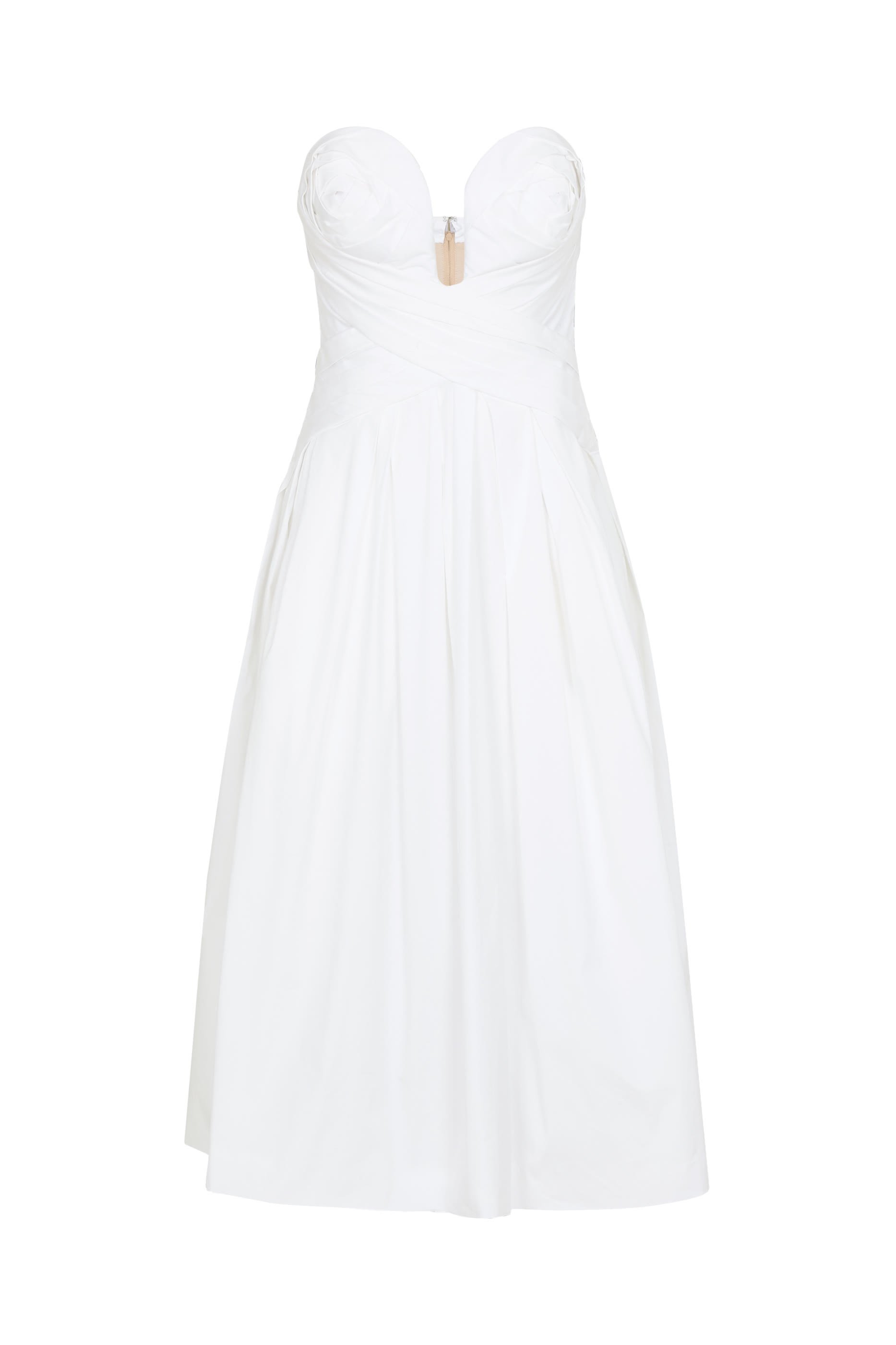 Strapless Draped A-Line Midi Dress 