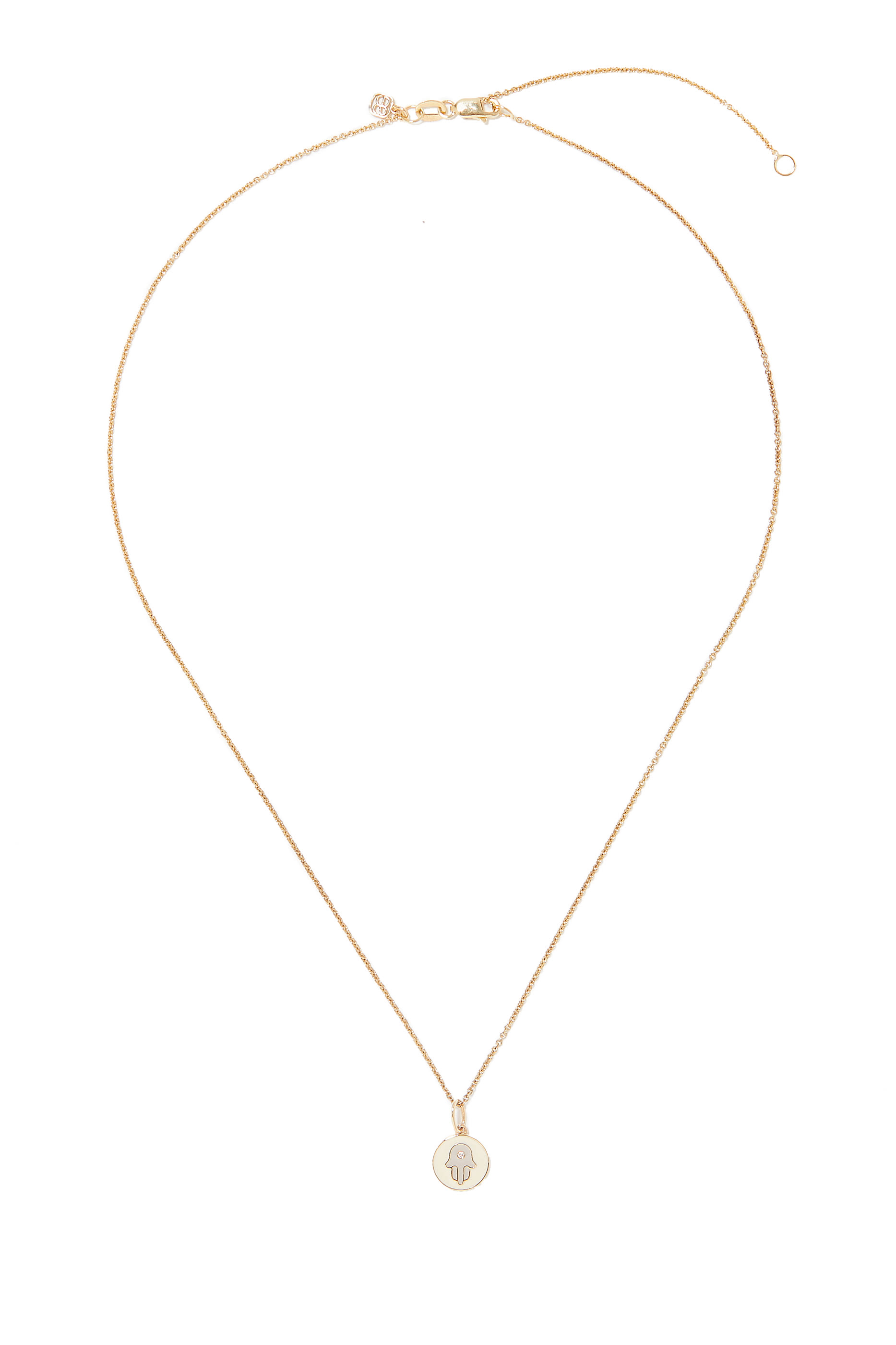 Kids Tiny Hamsa Medallion Necklace, 14k Gold and Enamel