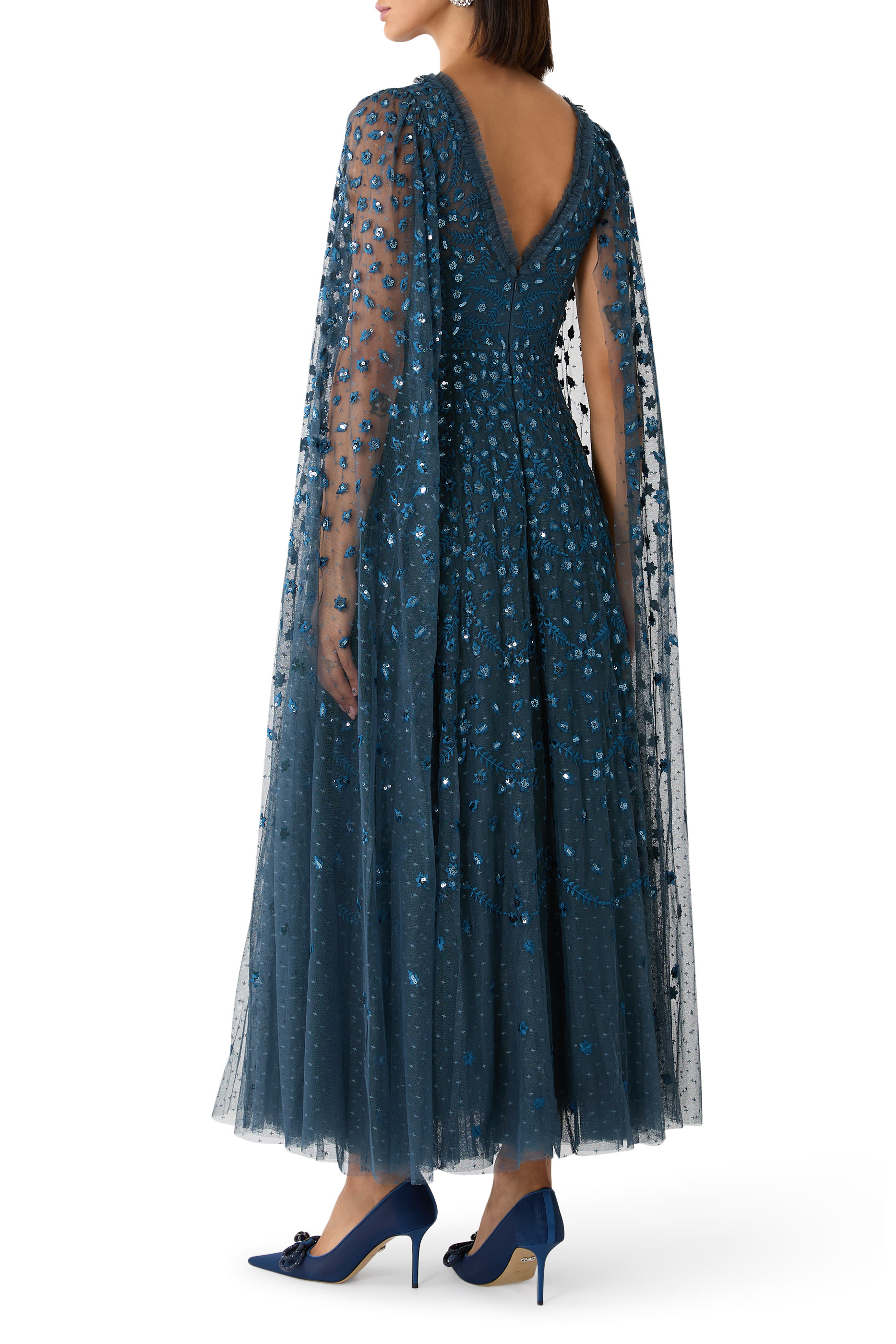 Clover Cape Sleeves Ankle Gown
