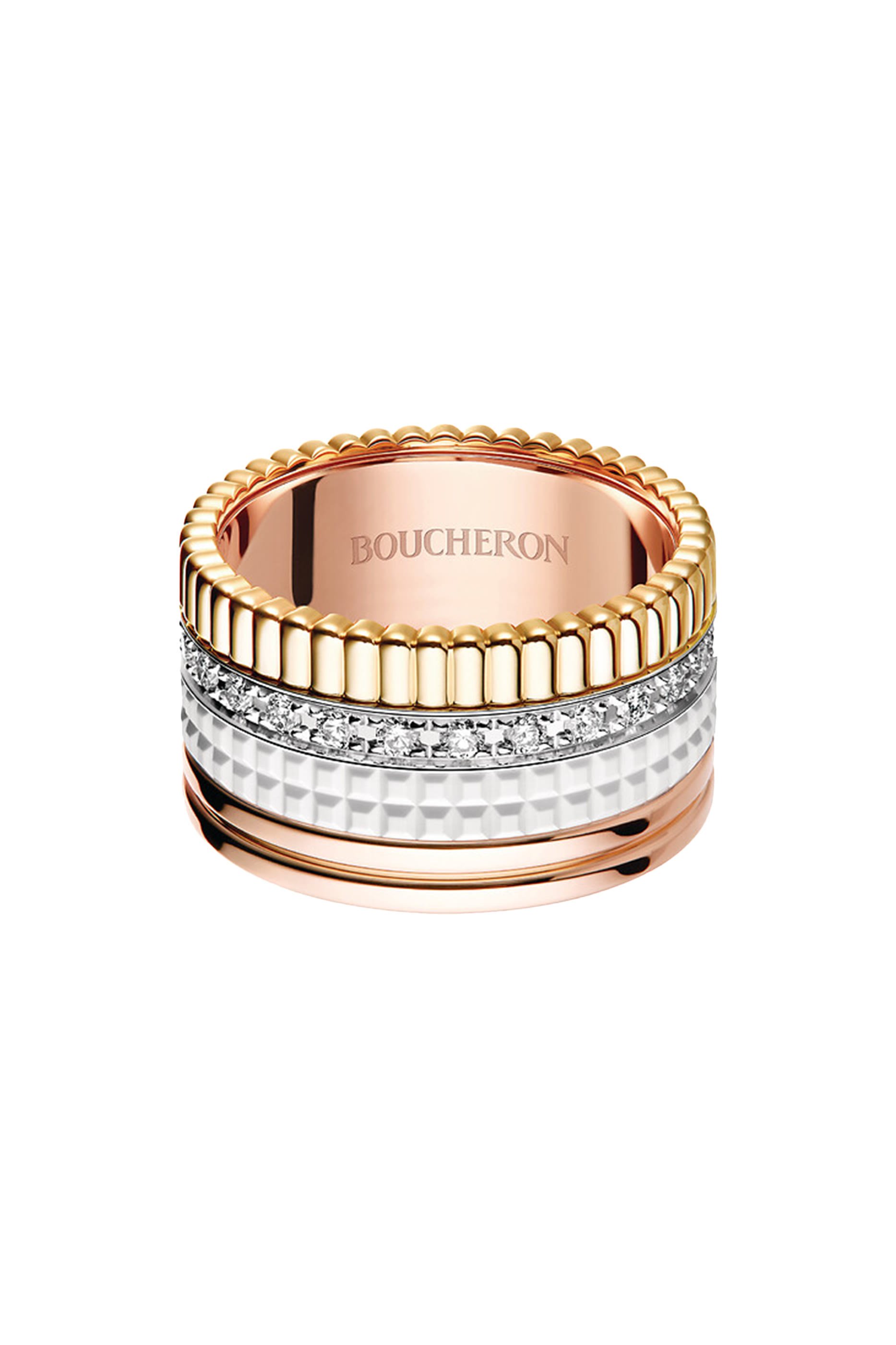 Quatre White Edition Large Ring, 18k Mix Gold