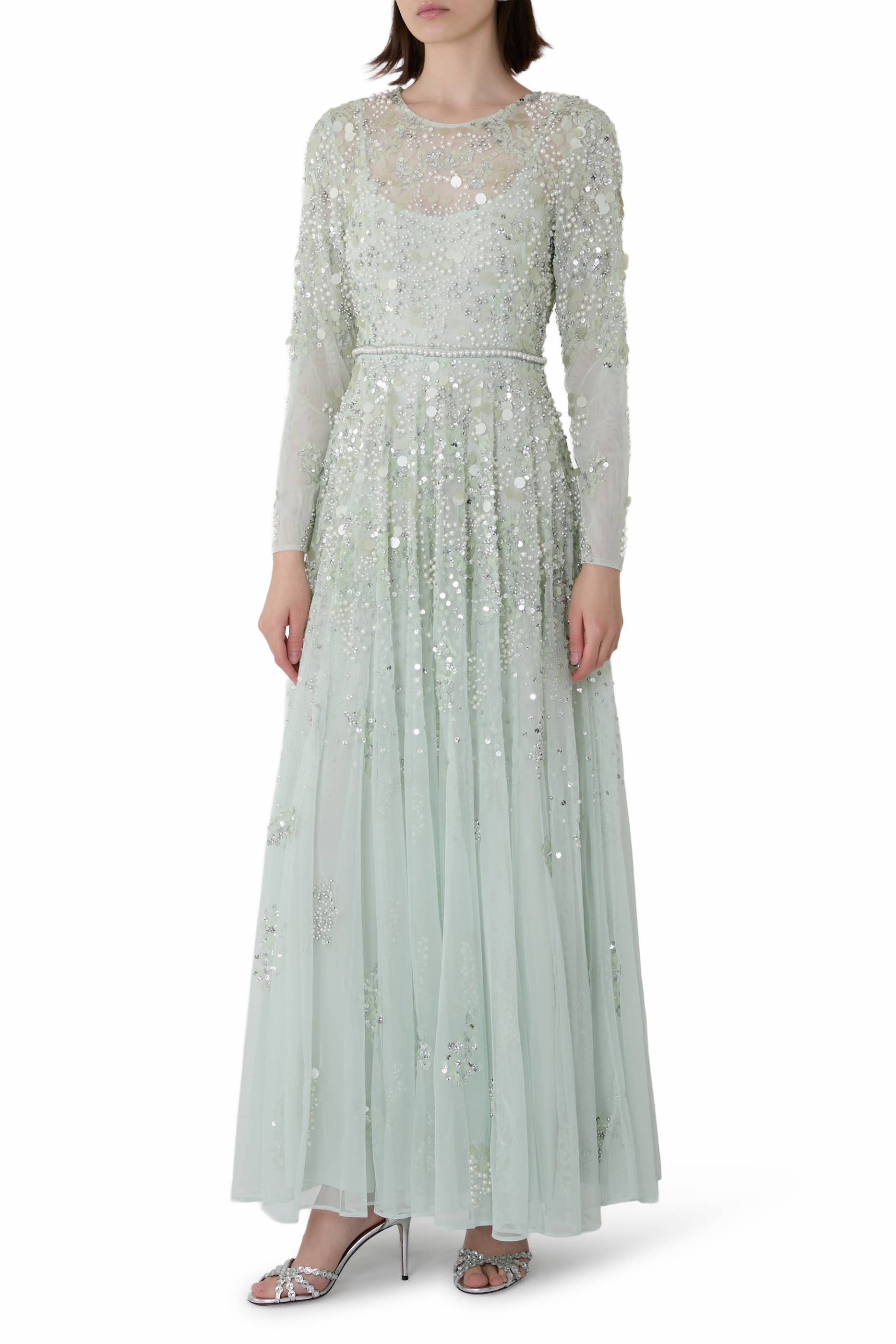 Sequin Pearl Embellished Gown