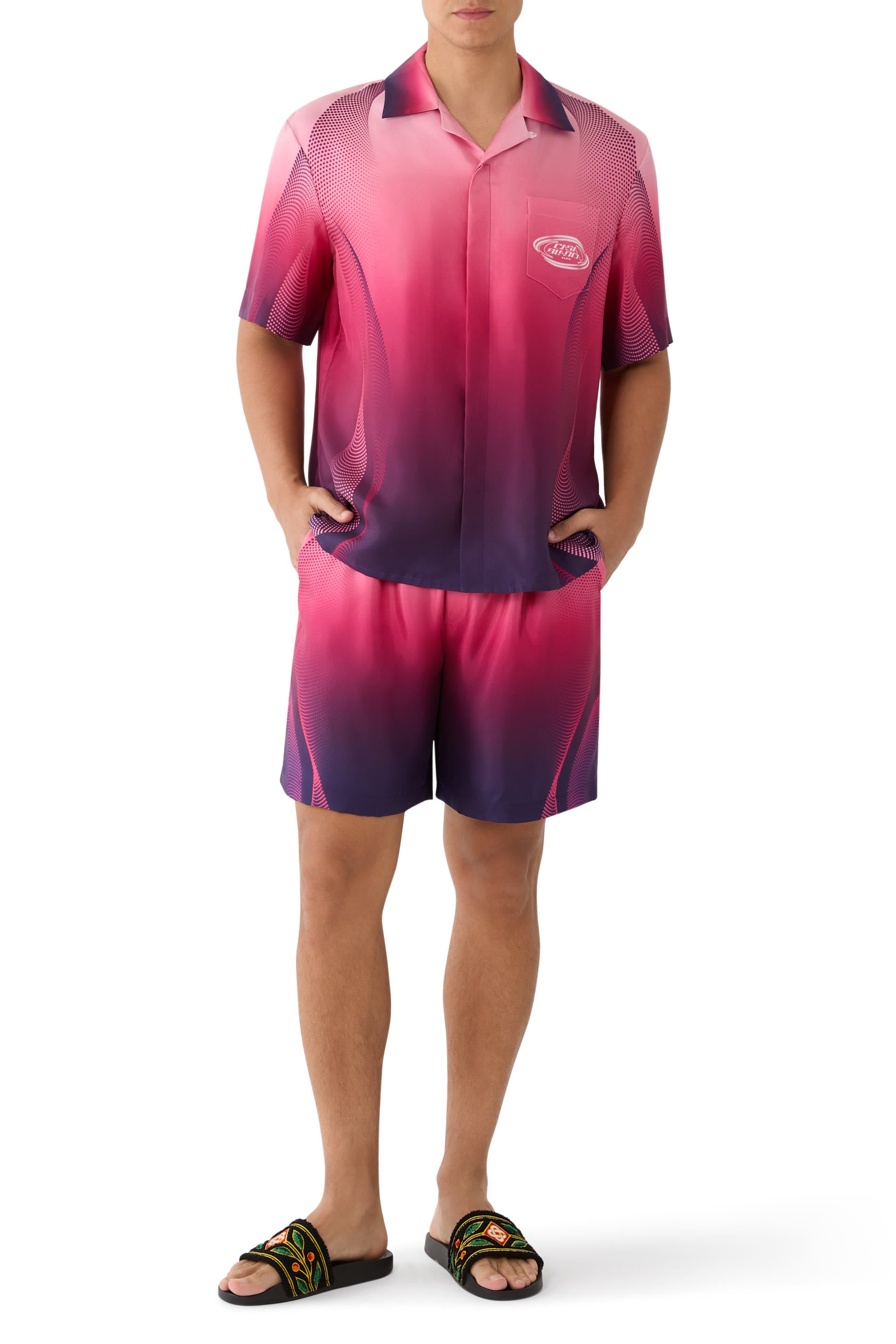 Aubergine Gradient Silk Shorts