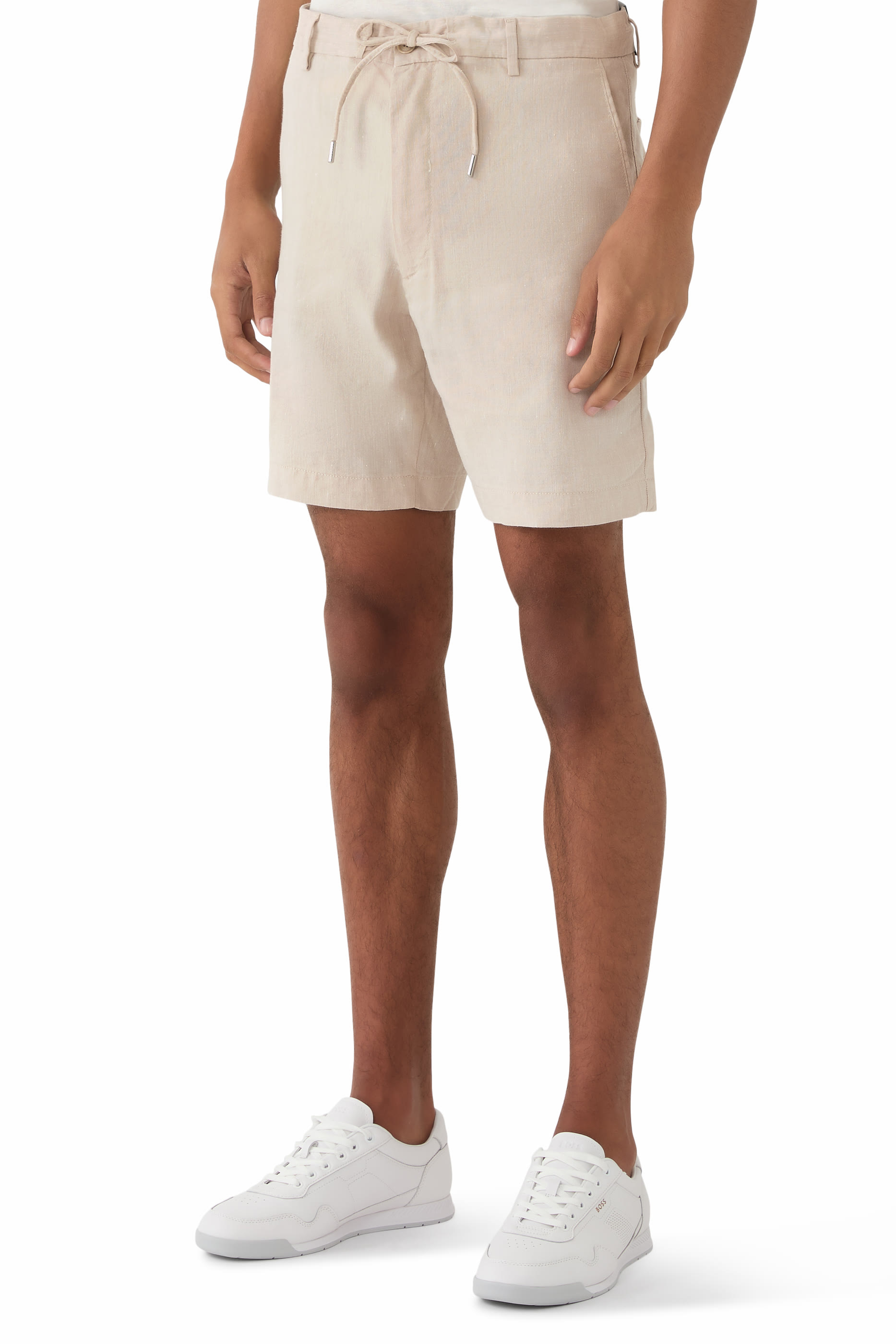 Drawcord Linen Blend Shorts