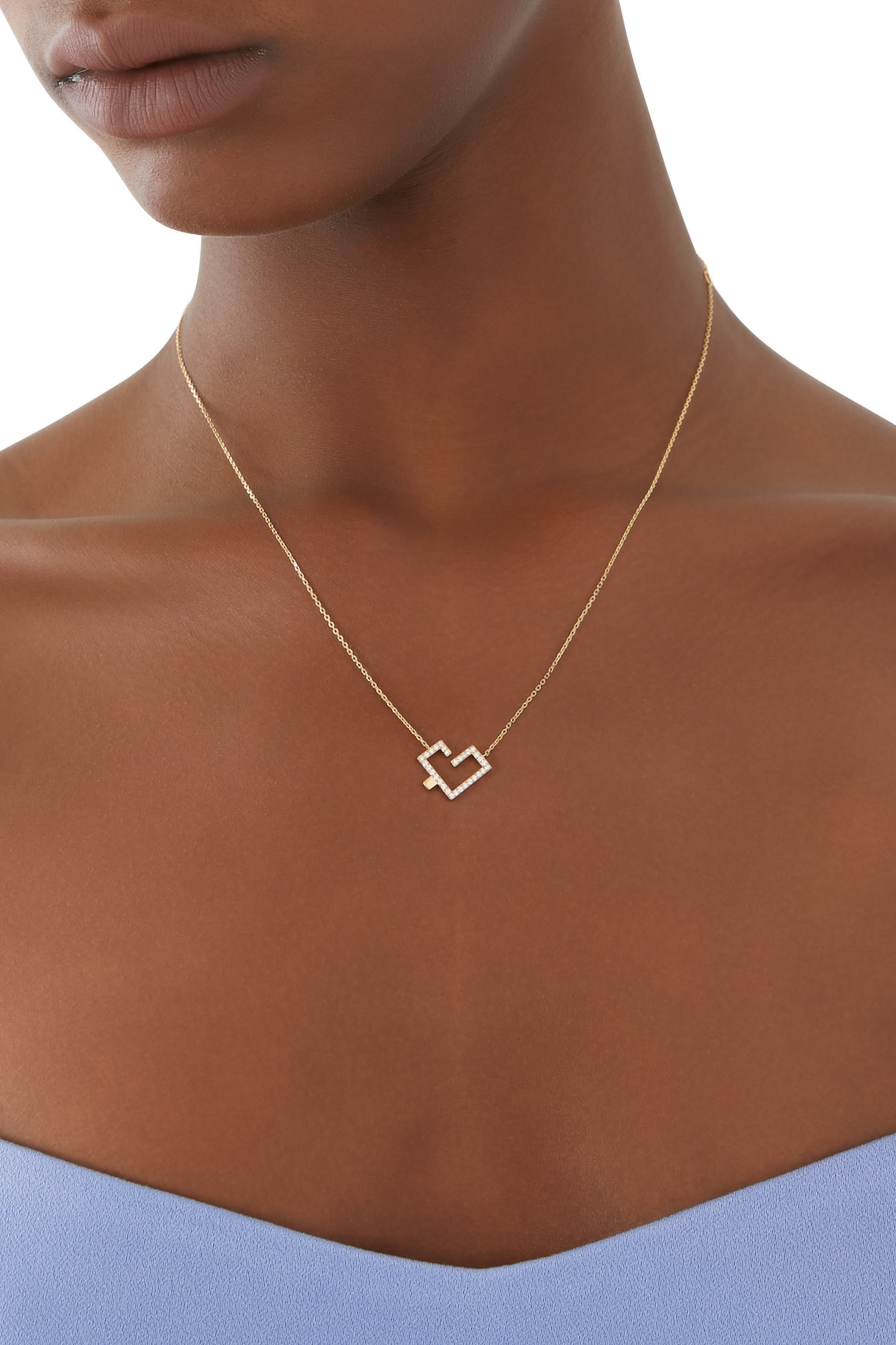 Diamond Hubb Necklace with Gold Dot, Yellow Gold