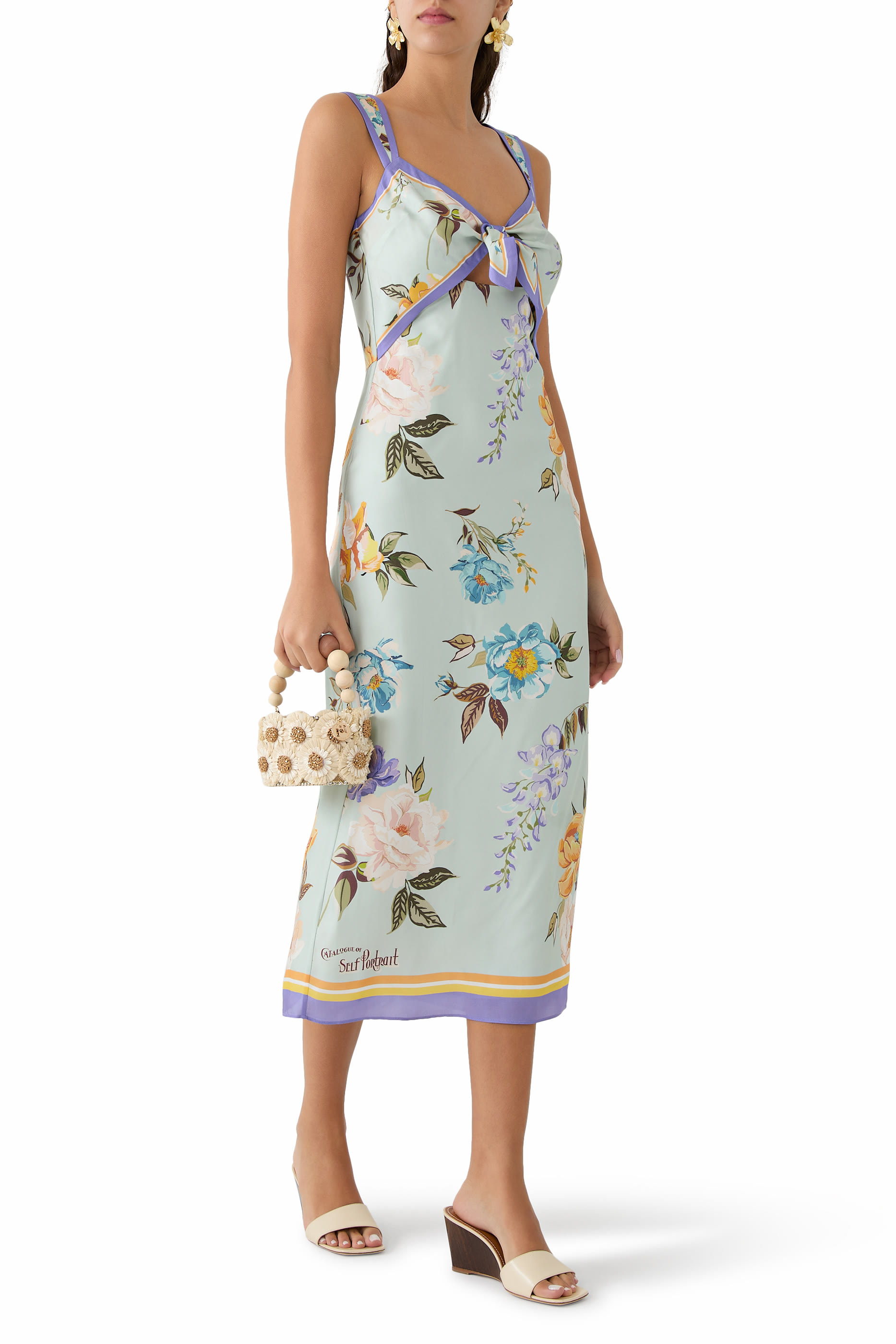Floral Silk Twill Midi Dress