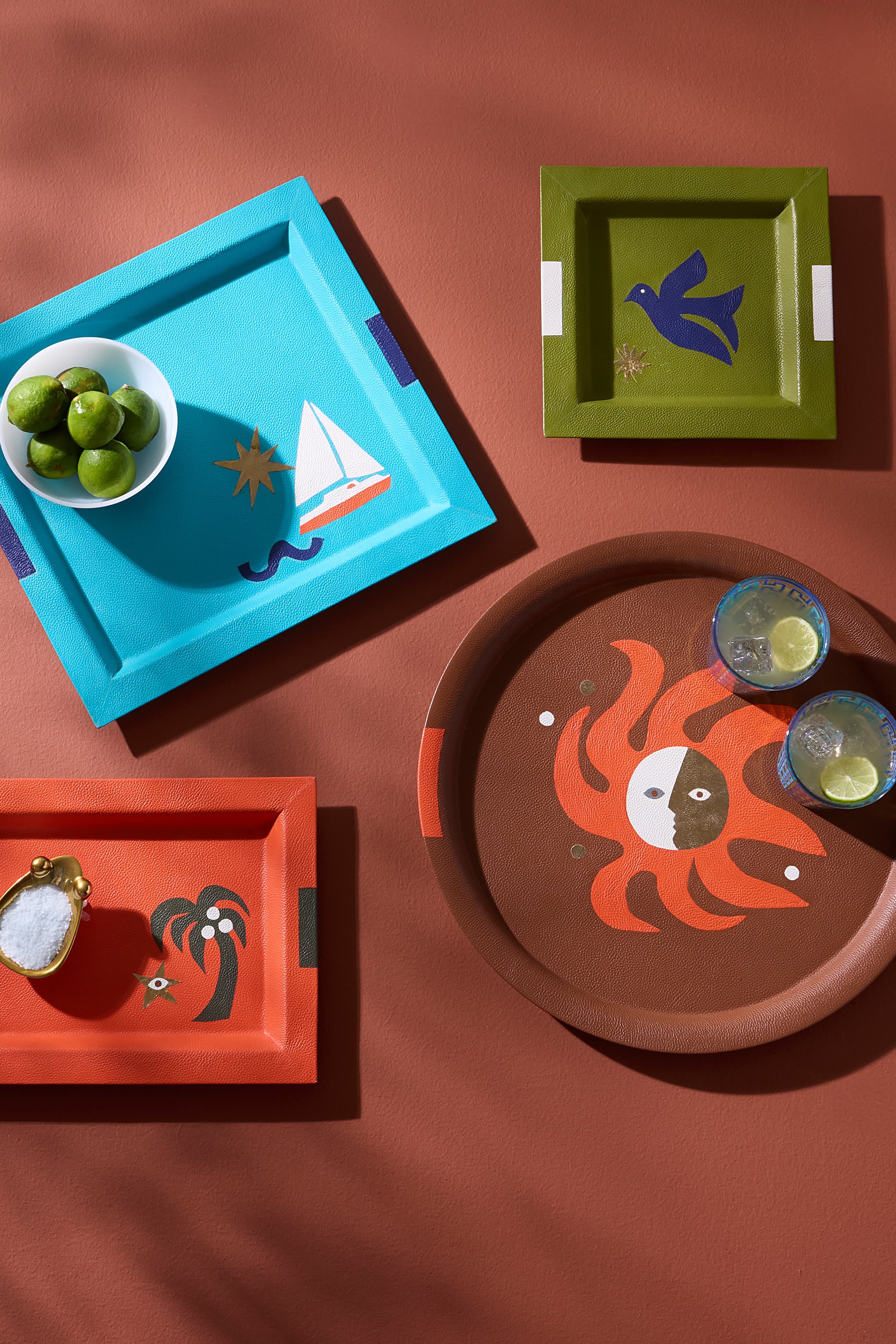 Playa Leather Palm Tree Tray