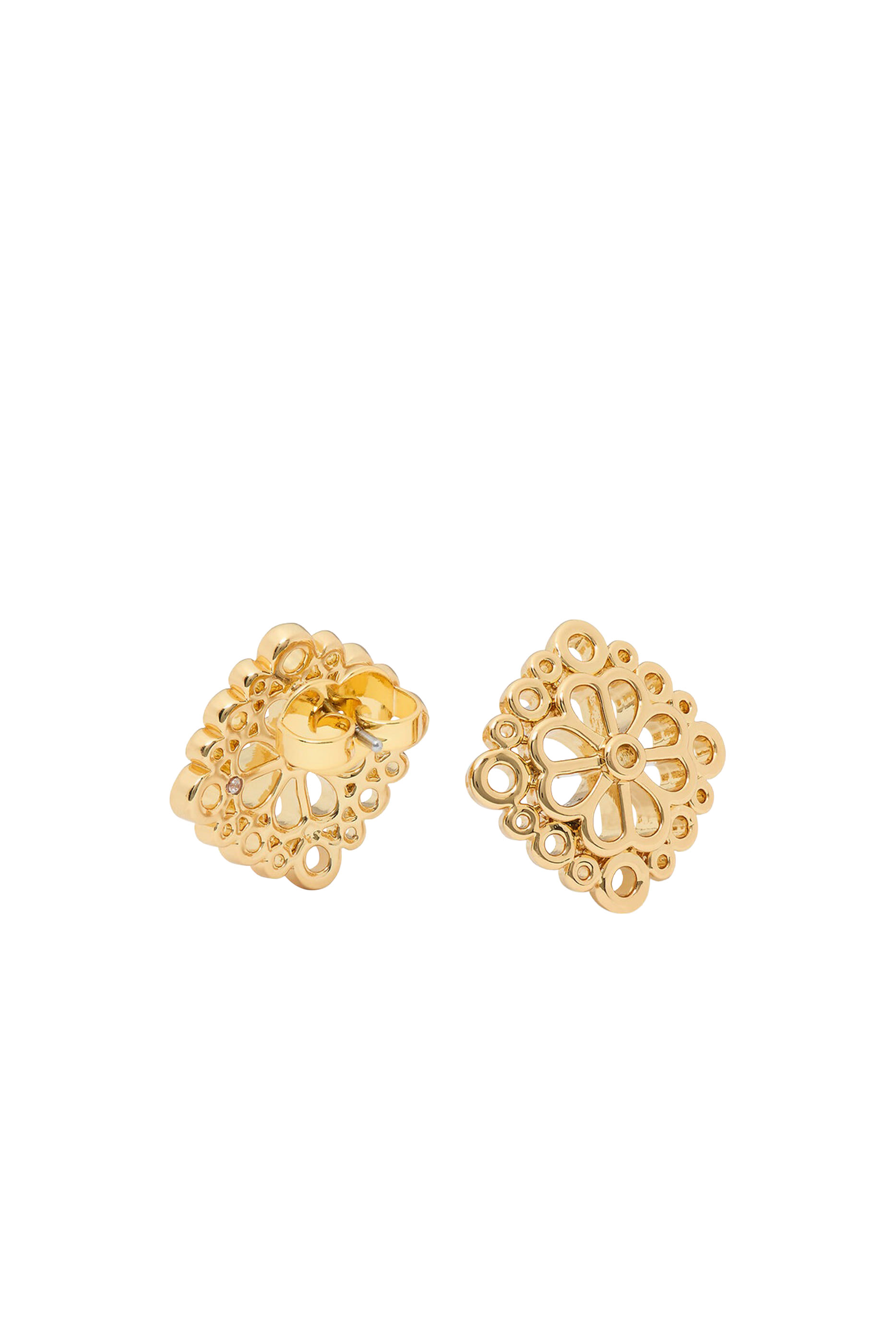 Spade Flower Lace Studs, Plated Metal & Surgical Steel Posts