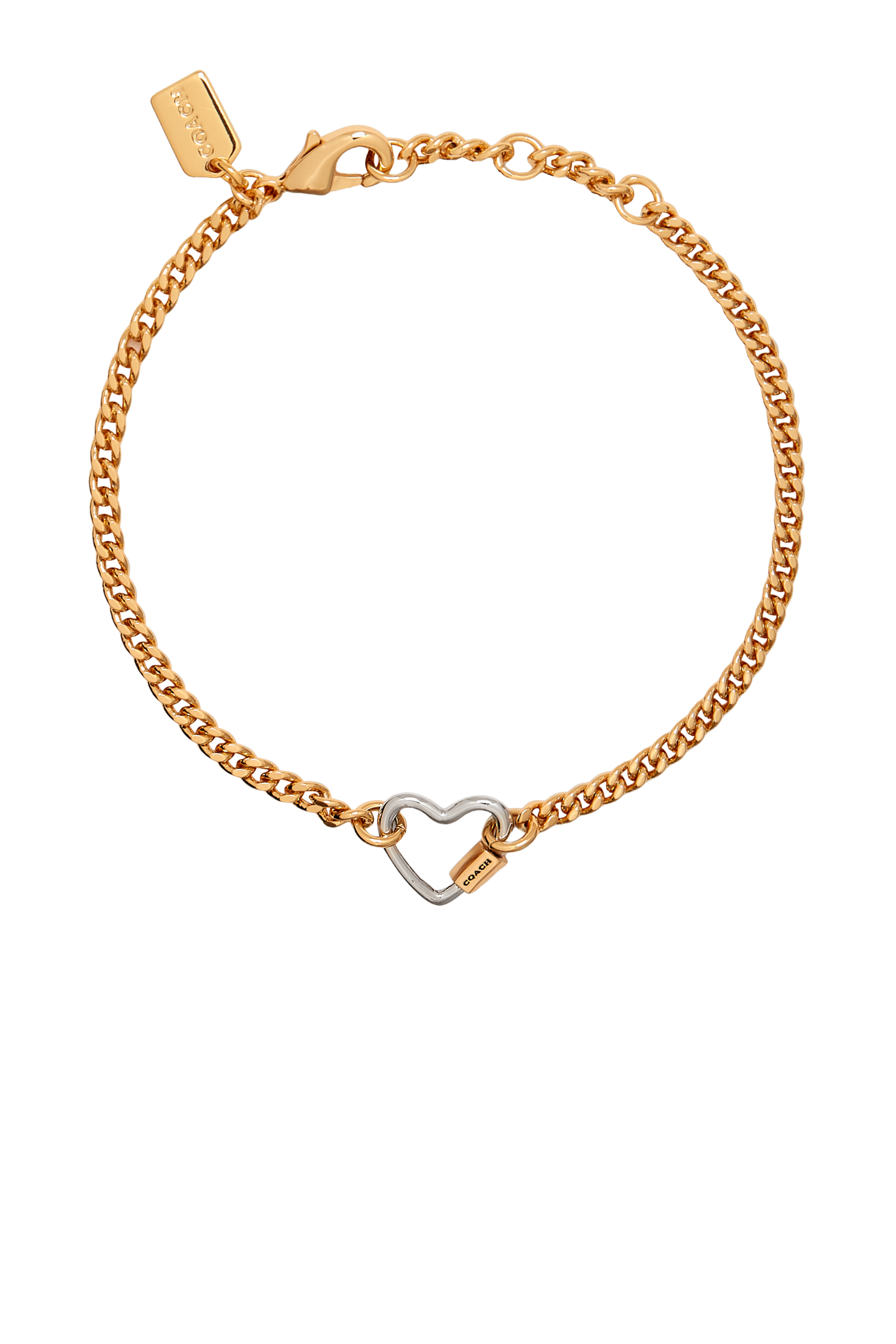 Signature Carabiner Heart Link Bracelet, Brass