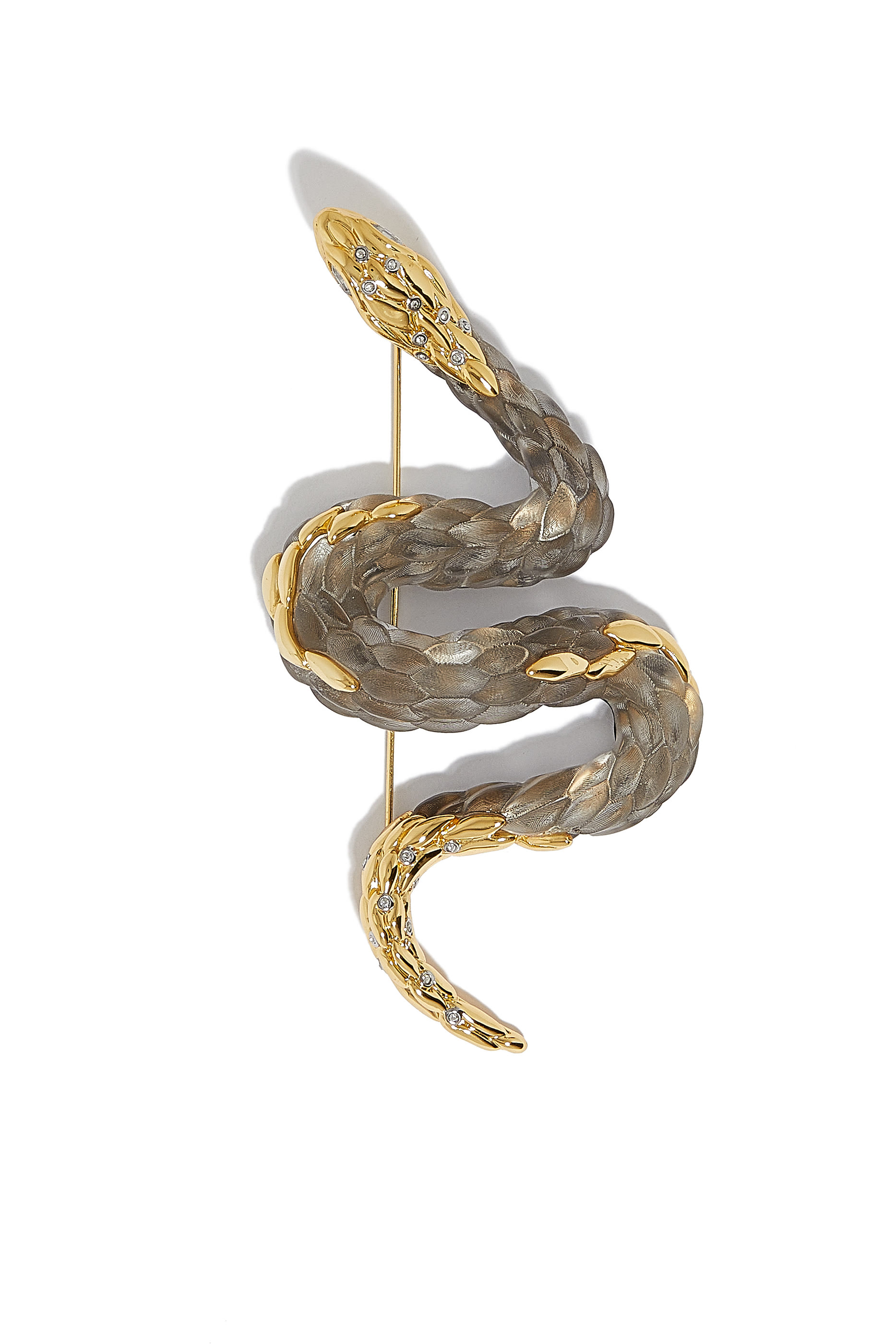 14K Gold Plated Serpent Lucite Pin