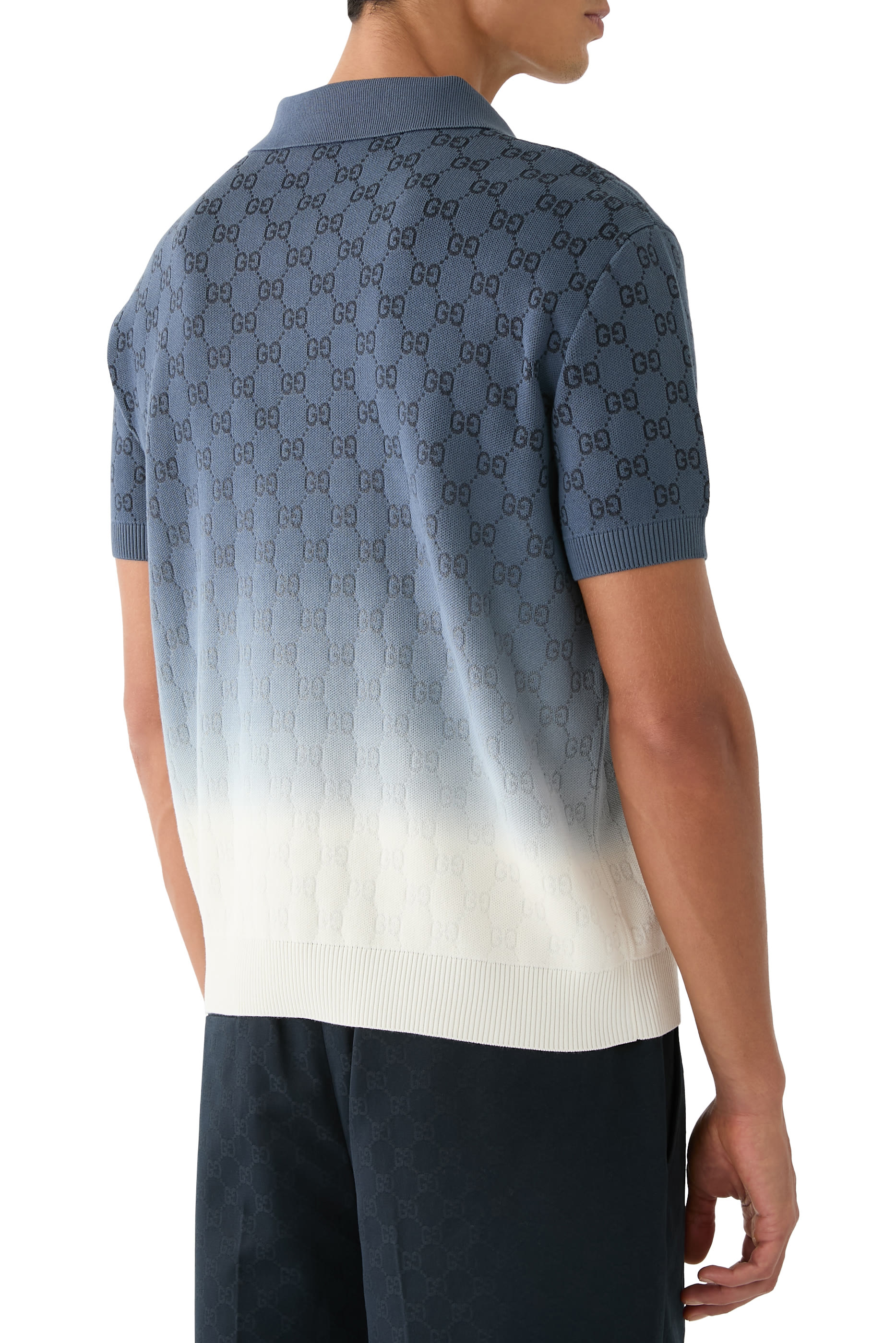 GG Cotton Knit Jacquard Polo Shirt