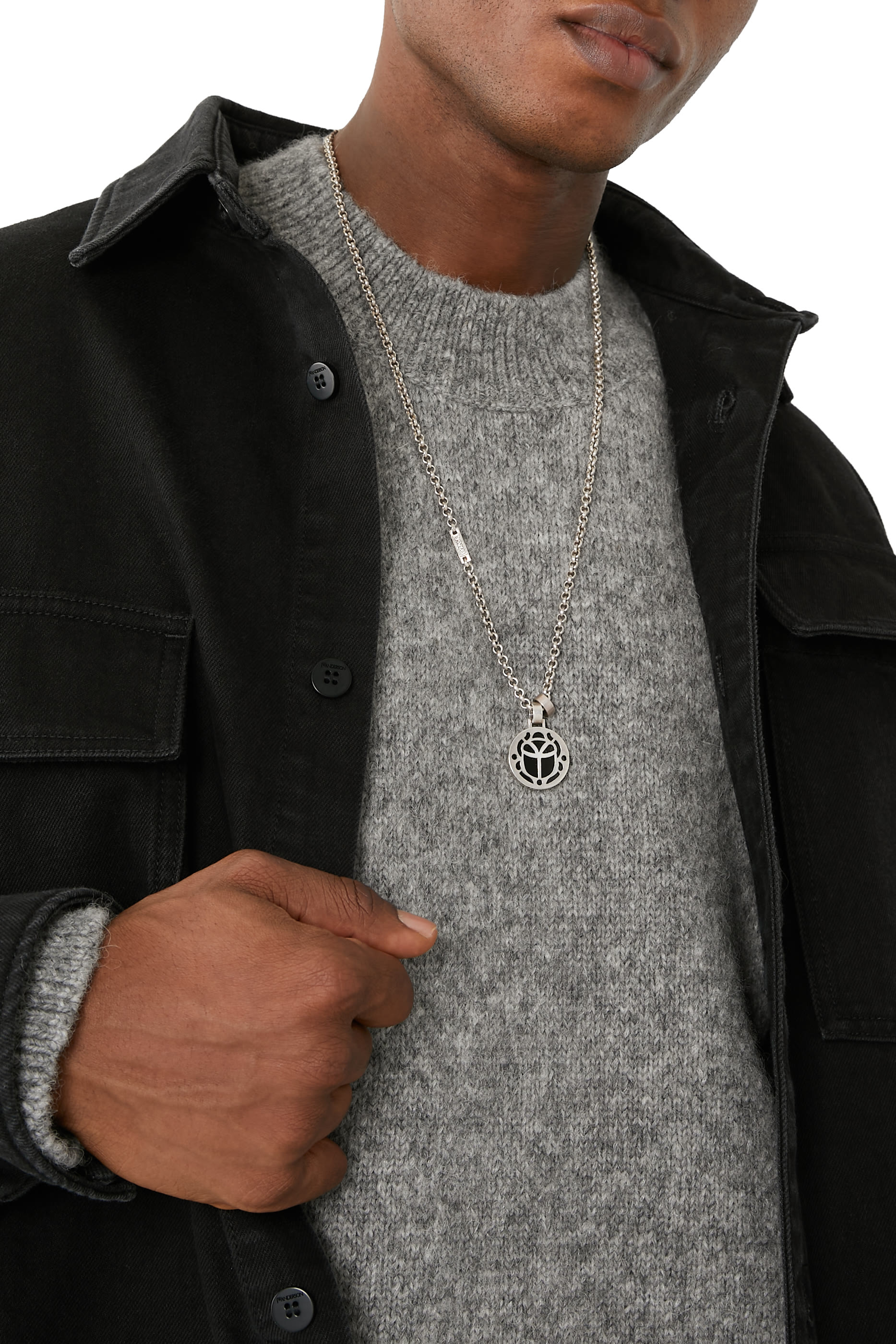 Scarab Pendant Necklace, Sterling Silver