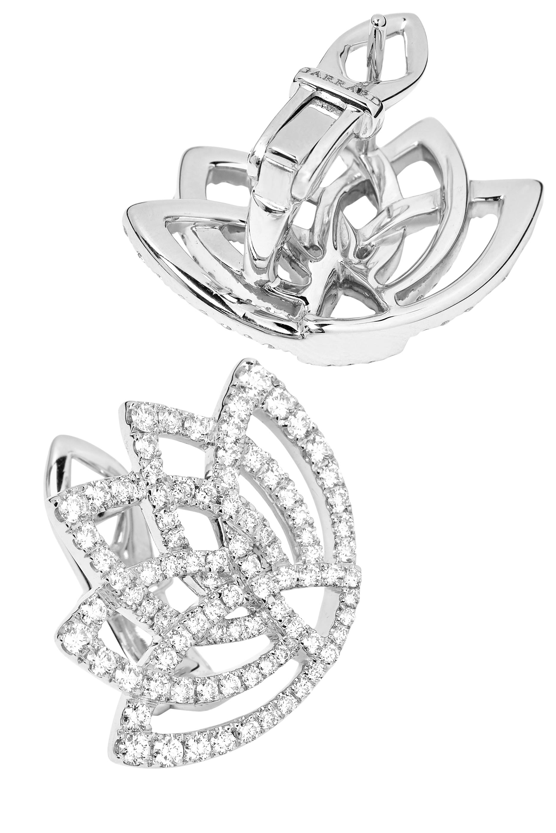 Lotus Blossom Earrings, 18K White Gold & Diamonds