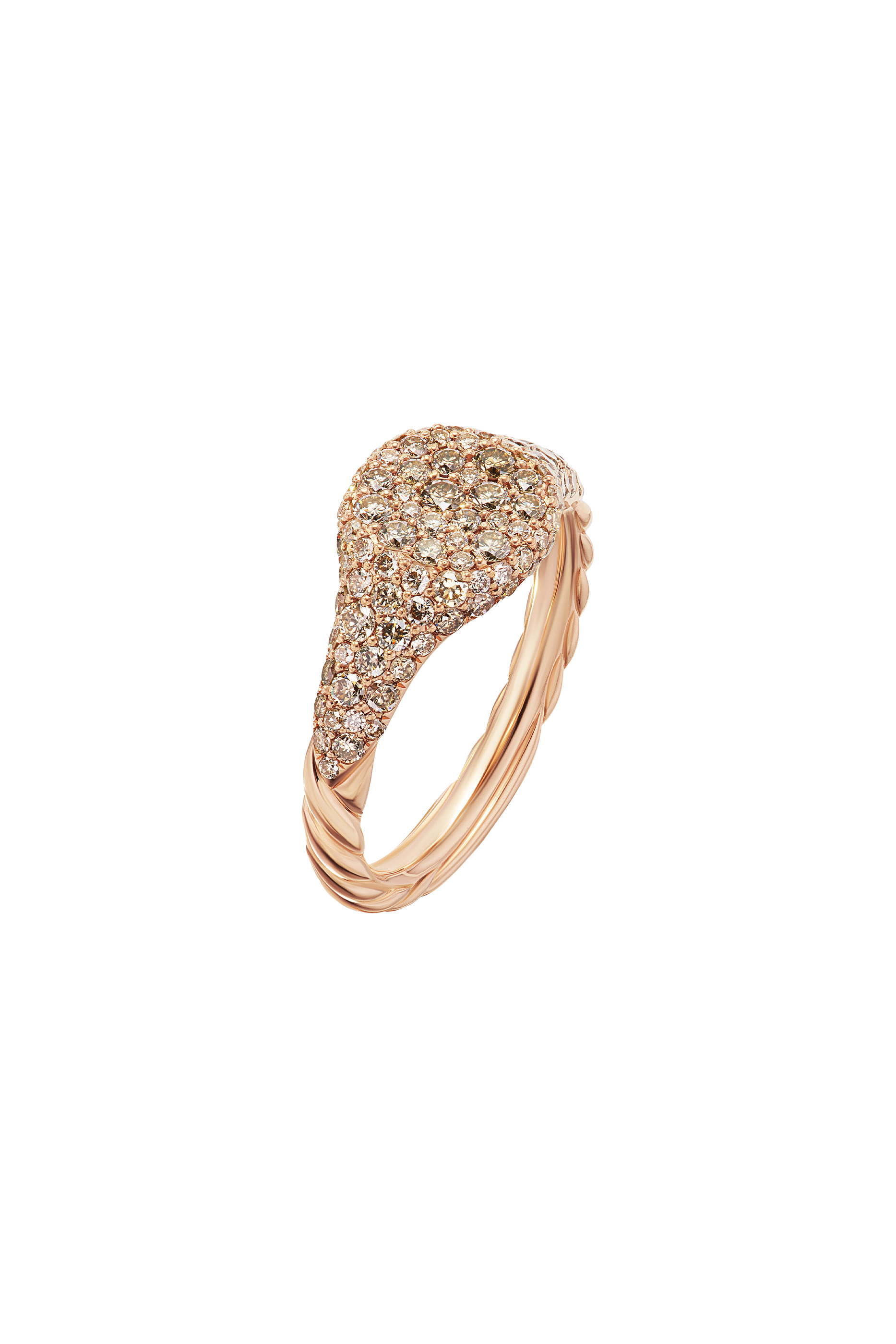Petite Pav&eacute; Pinky Ring, 18k Pink Gold with Diamonds