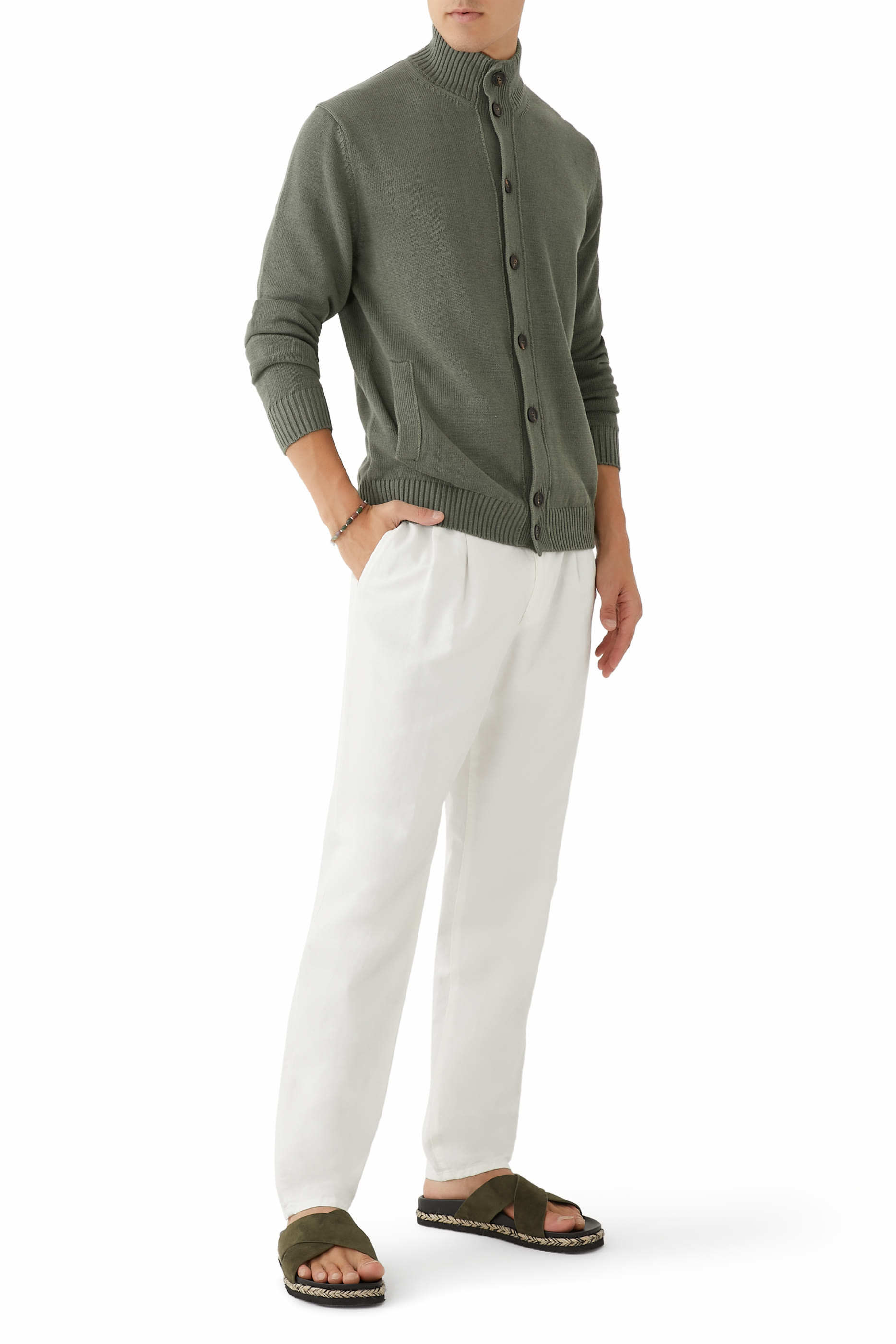 Incotex Tapered Fit Pleated Linen Slacks