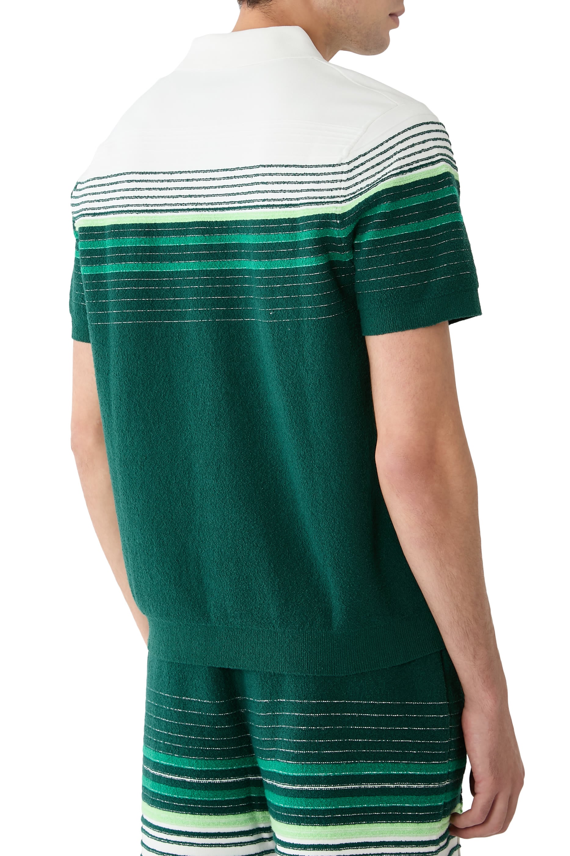 Boucl&eacute; Stripe Short Sleeve Polo Shirt