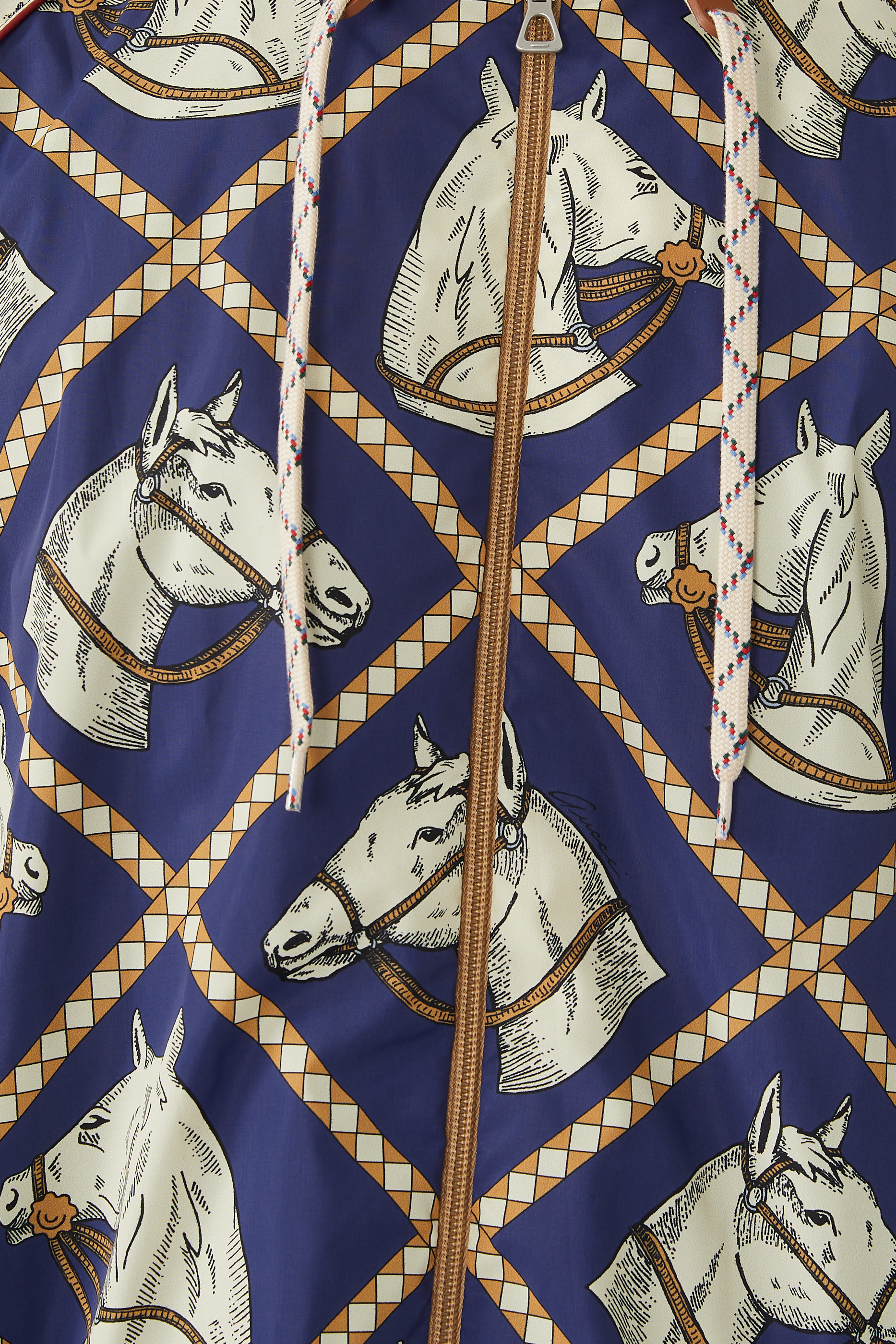 Equestrian Print Hooded Jacket