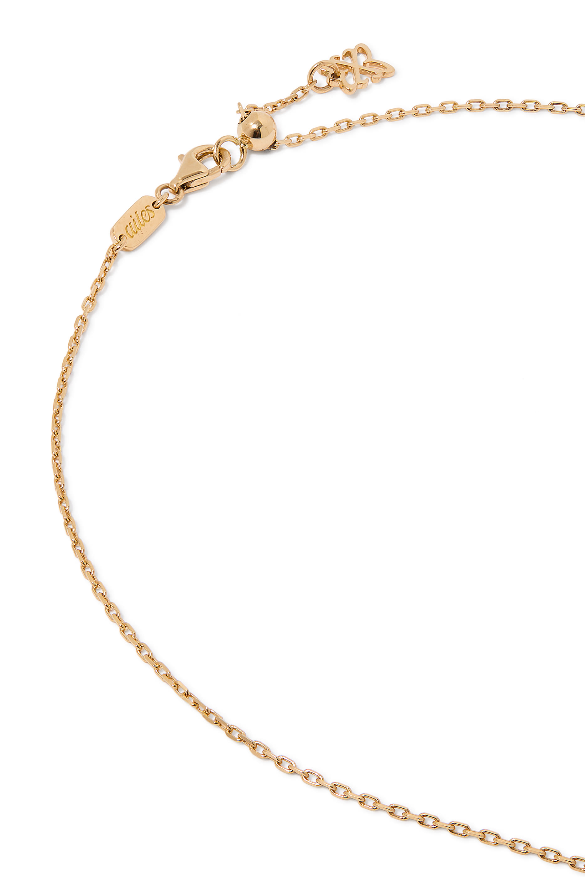 Letter 'R' Tennis Racket Necklace,  18k Yellow Gold with Diamonds & Sapphires