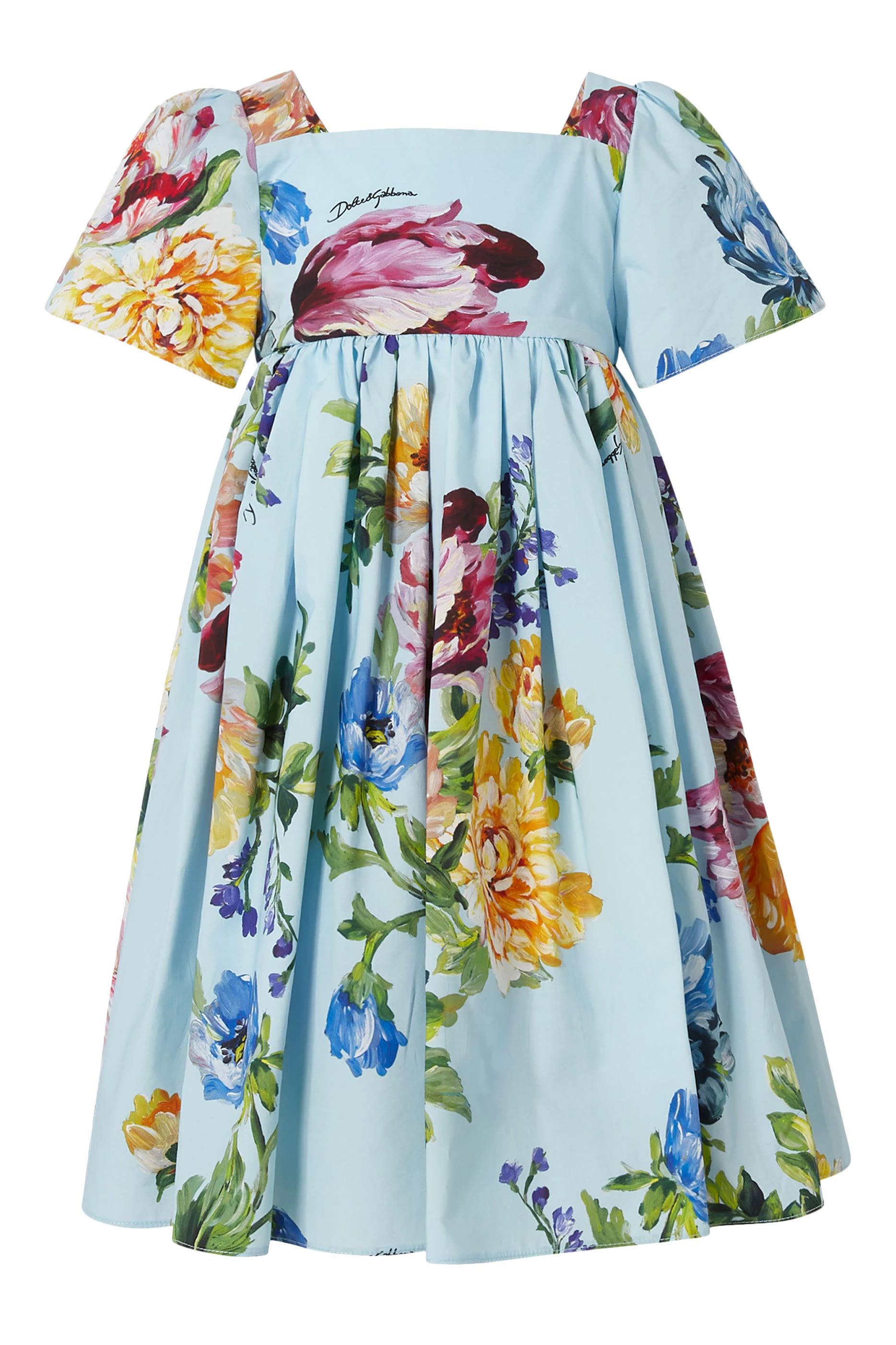 Kids Floral Print Cotton Dress 