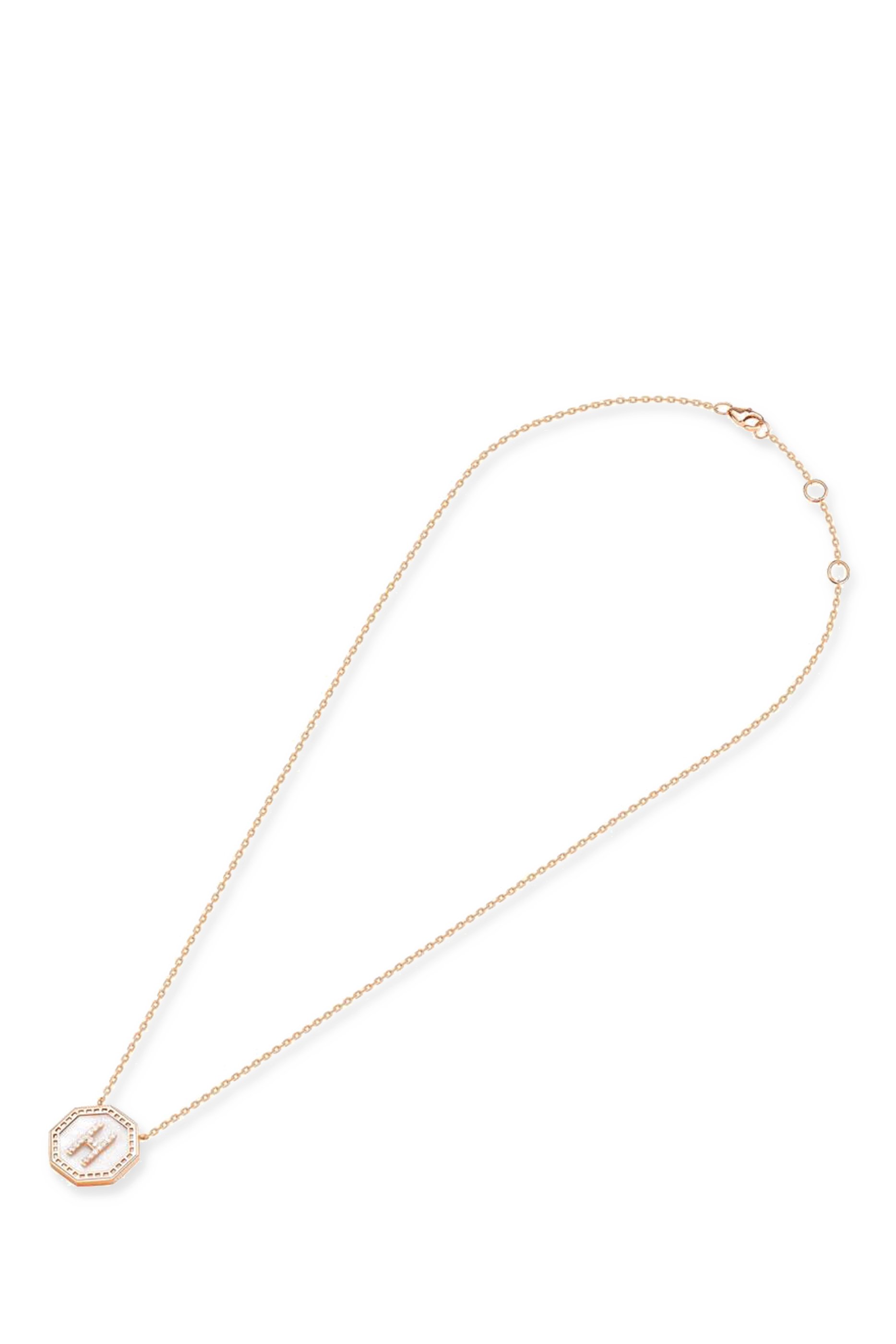 Harf Turath Letter H Necklace, 18k Pink Gold & Diamonds