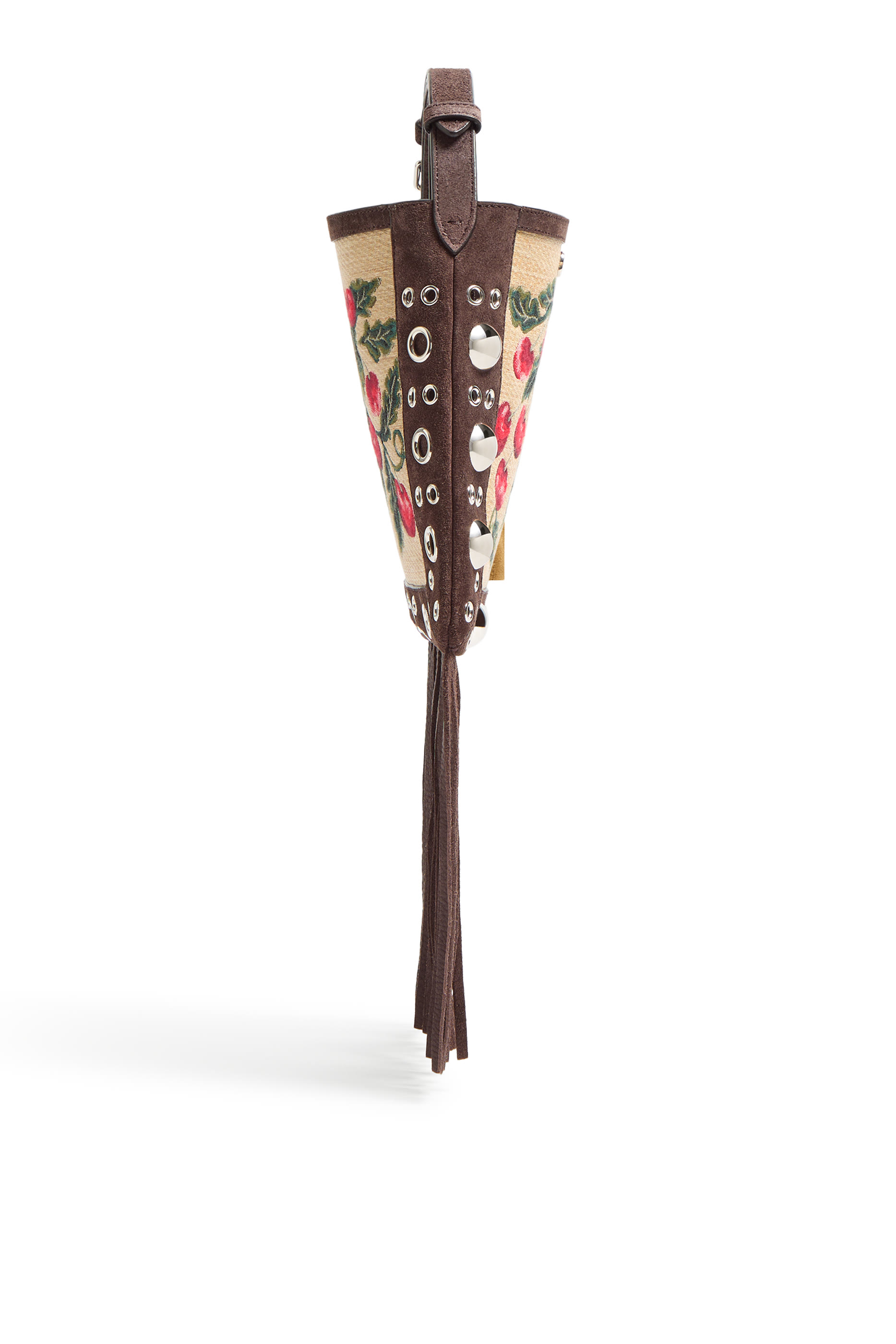 Nellc&ocirc;te Small Shoulder Bag in Jacquard Synthetic Raffia with Cherryfic Pattern