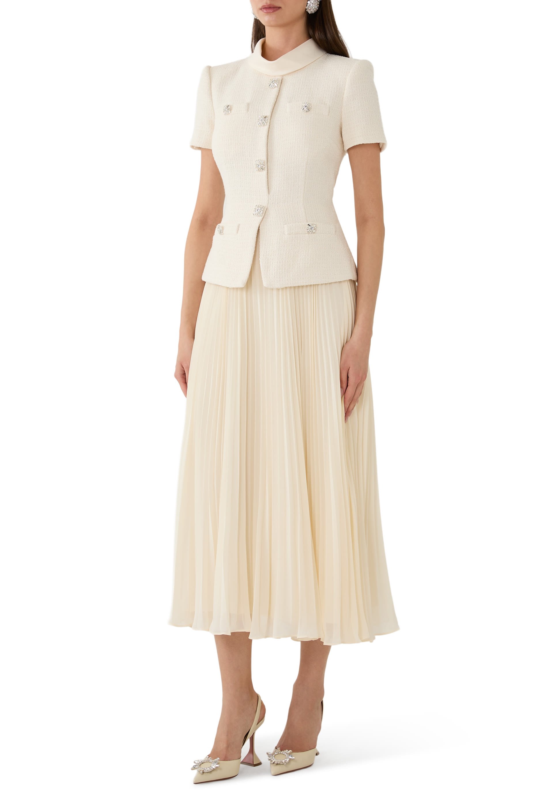 Boucle Collared Midi Dress 