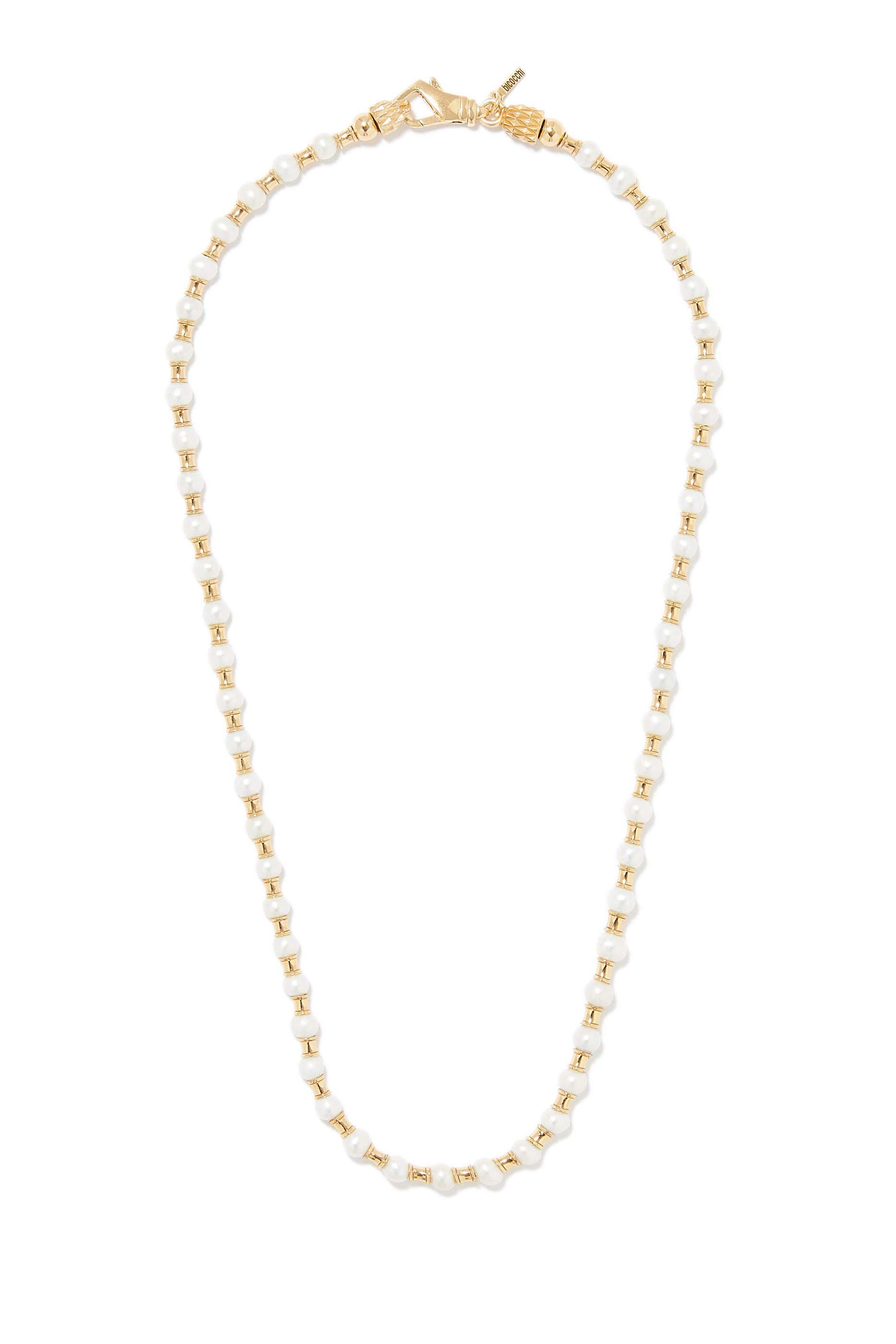 Pearl Spacer Necklace, 24k Gold-Plated Sterling Silver