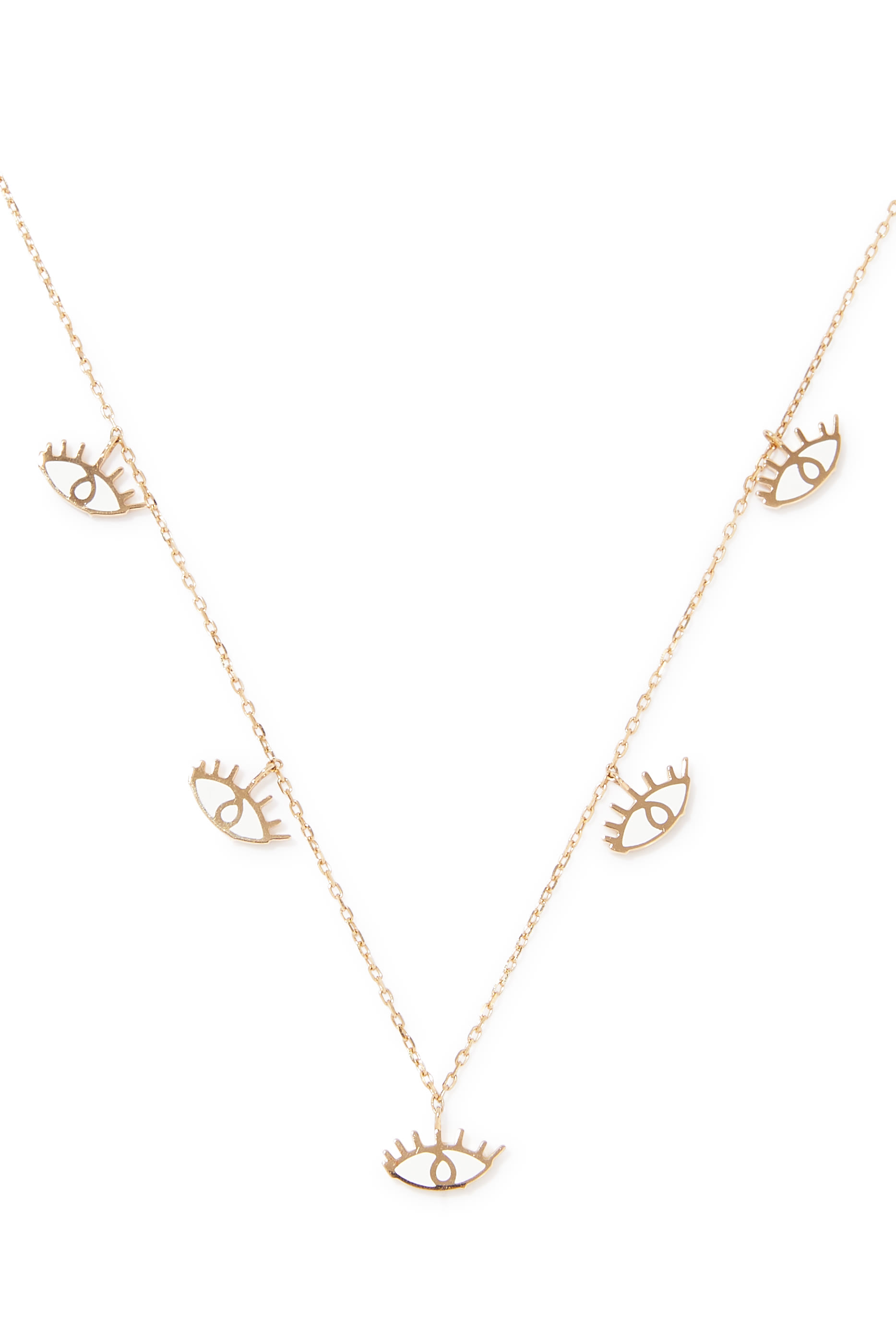 Evil Eye Charm Necklace, 18k Yellow Gold & Enamel