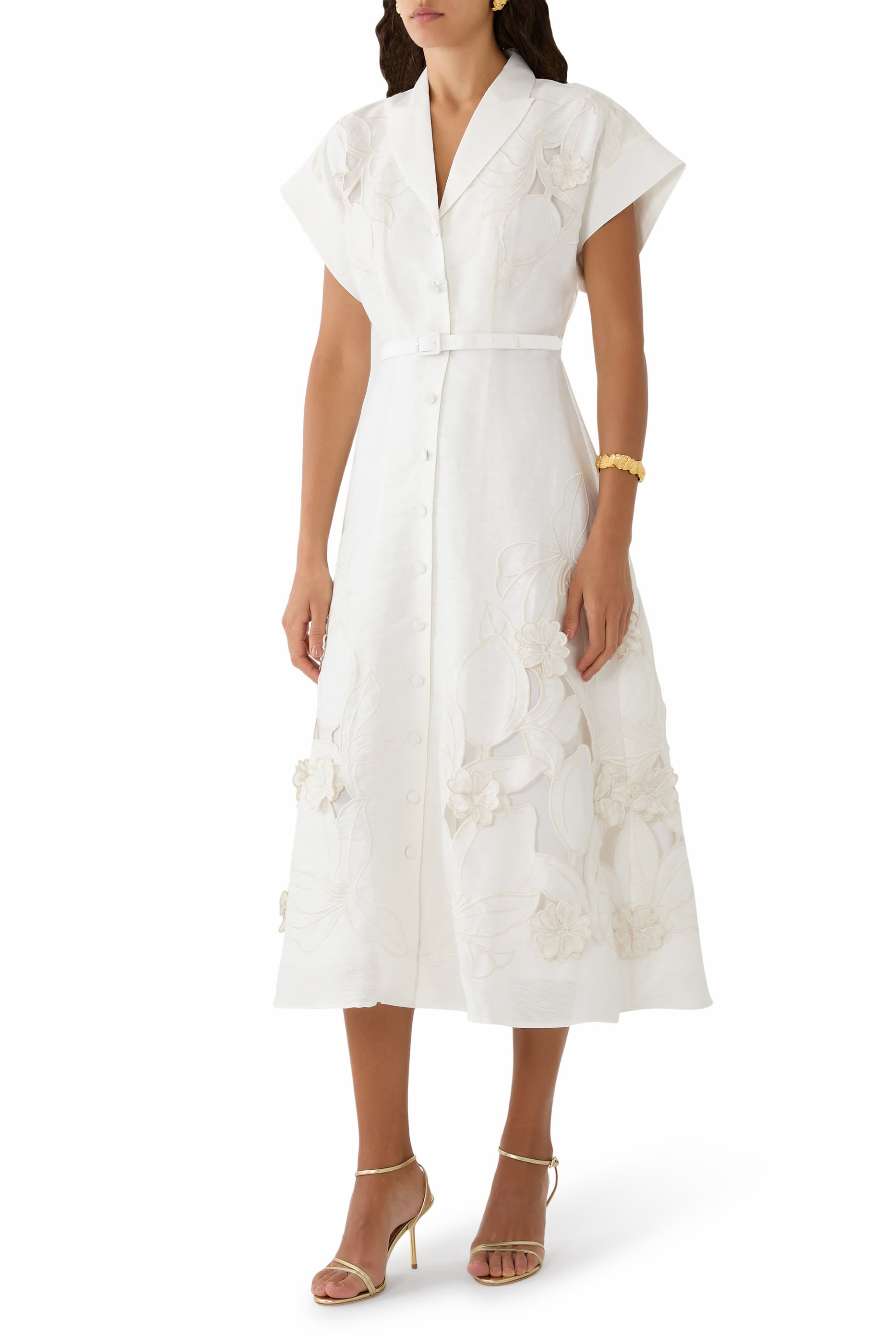 Aubrey Appliqu&eacute; Shirt Midi Dres