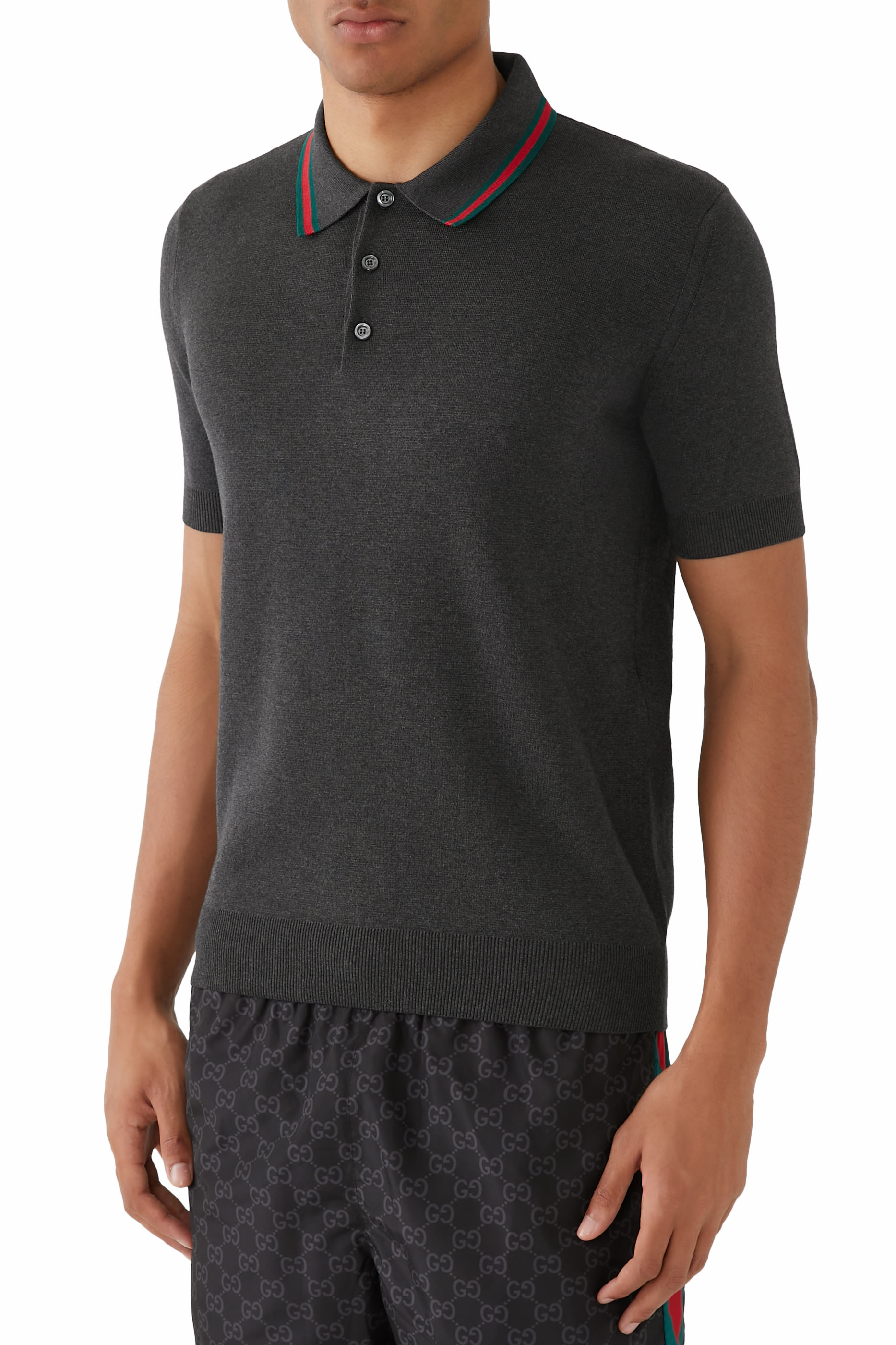 Silk Cotton Polo Shirt with Web