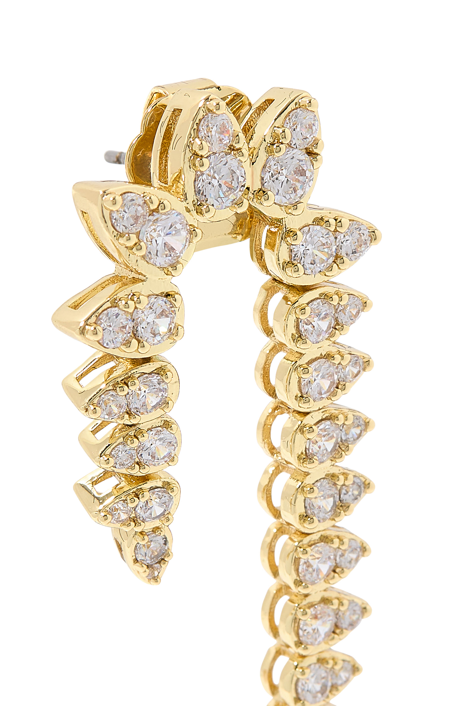 Drop Earrings, 14K Gold Plated Brass & Cubic Zirconia