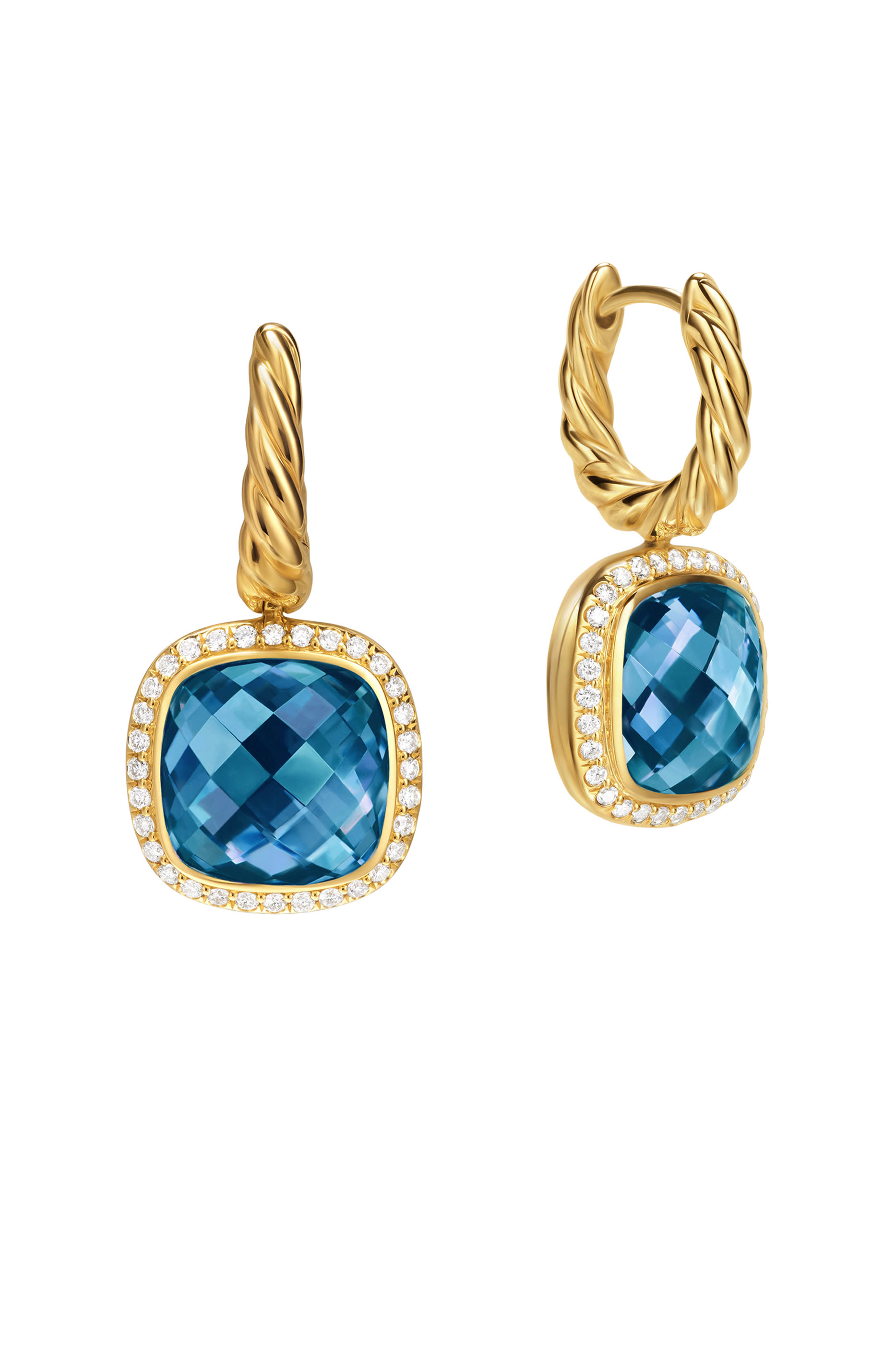 Albion&reg; Drop Earrings, 18K Yellow Gold with Blue Topaz & Diamonds