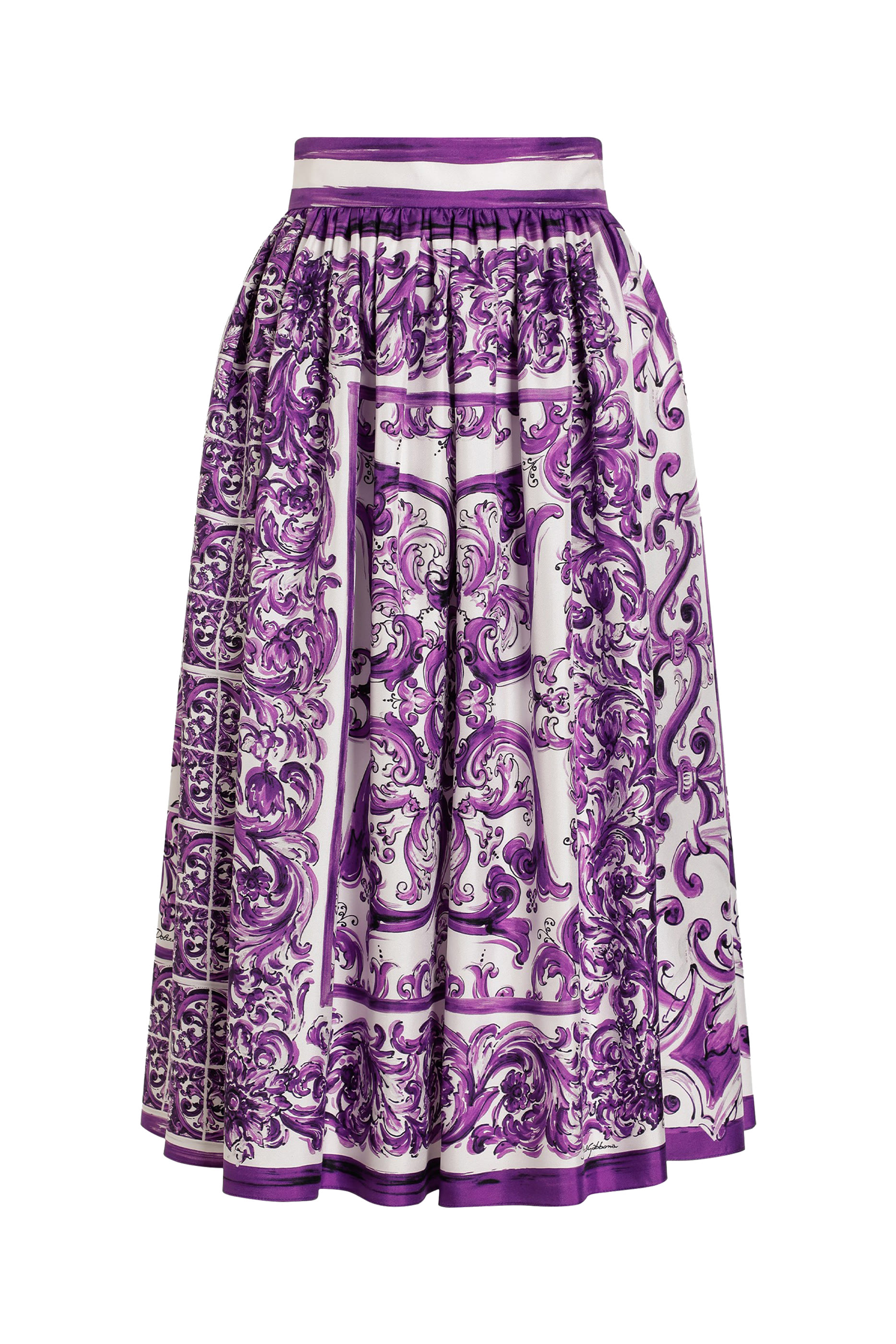 Majolica-Print Twill Skirt
