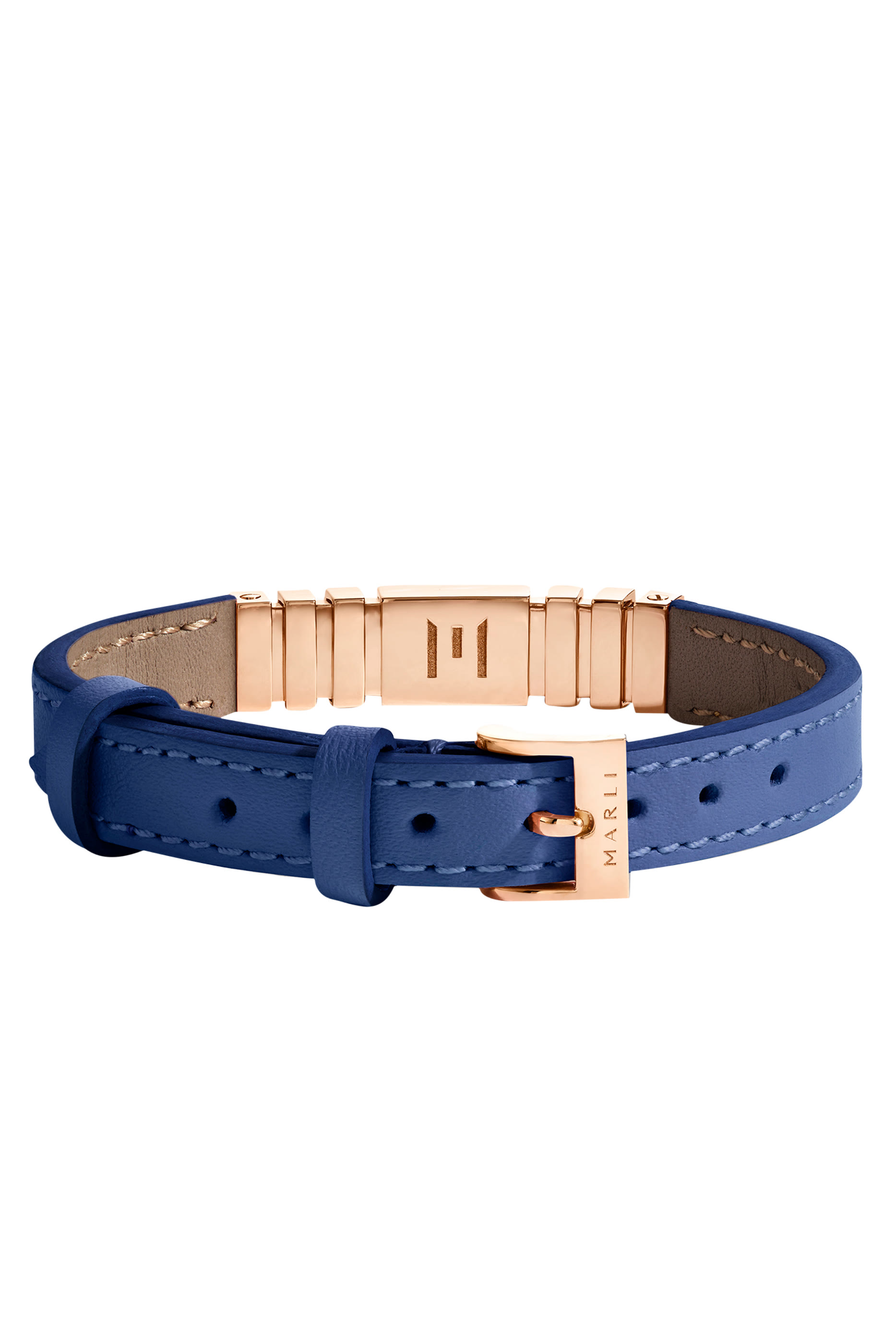Unii Bracelet, 18k Rose Gold with Lapis Lazuli & Diamond Pave Leather Strap