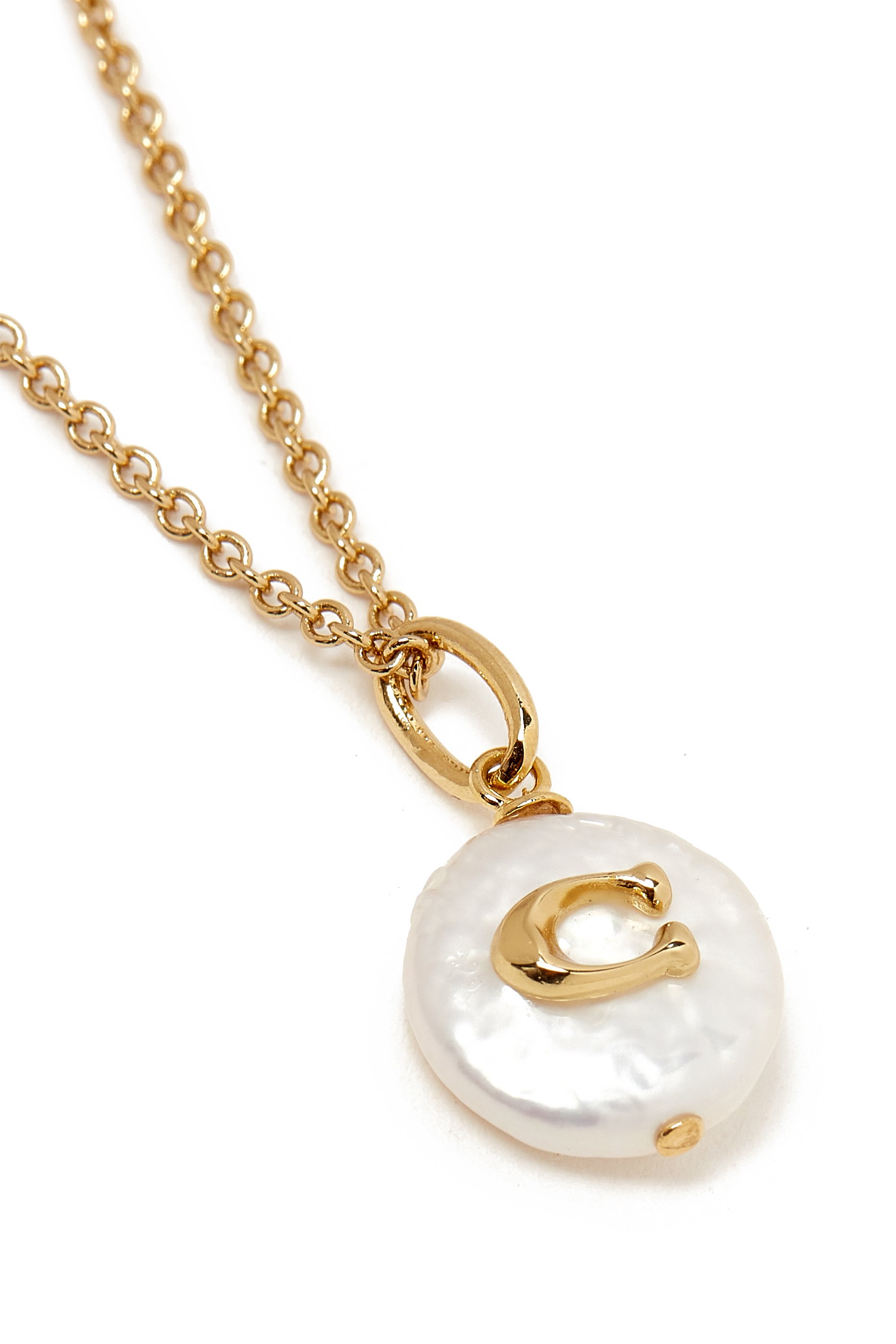 Signature Coin Pearl Pendant Necklace
