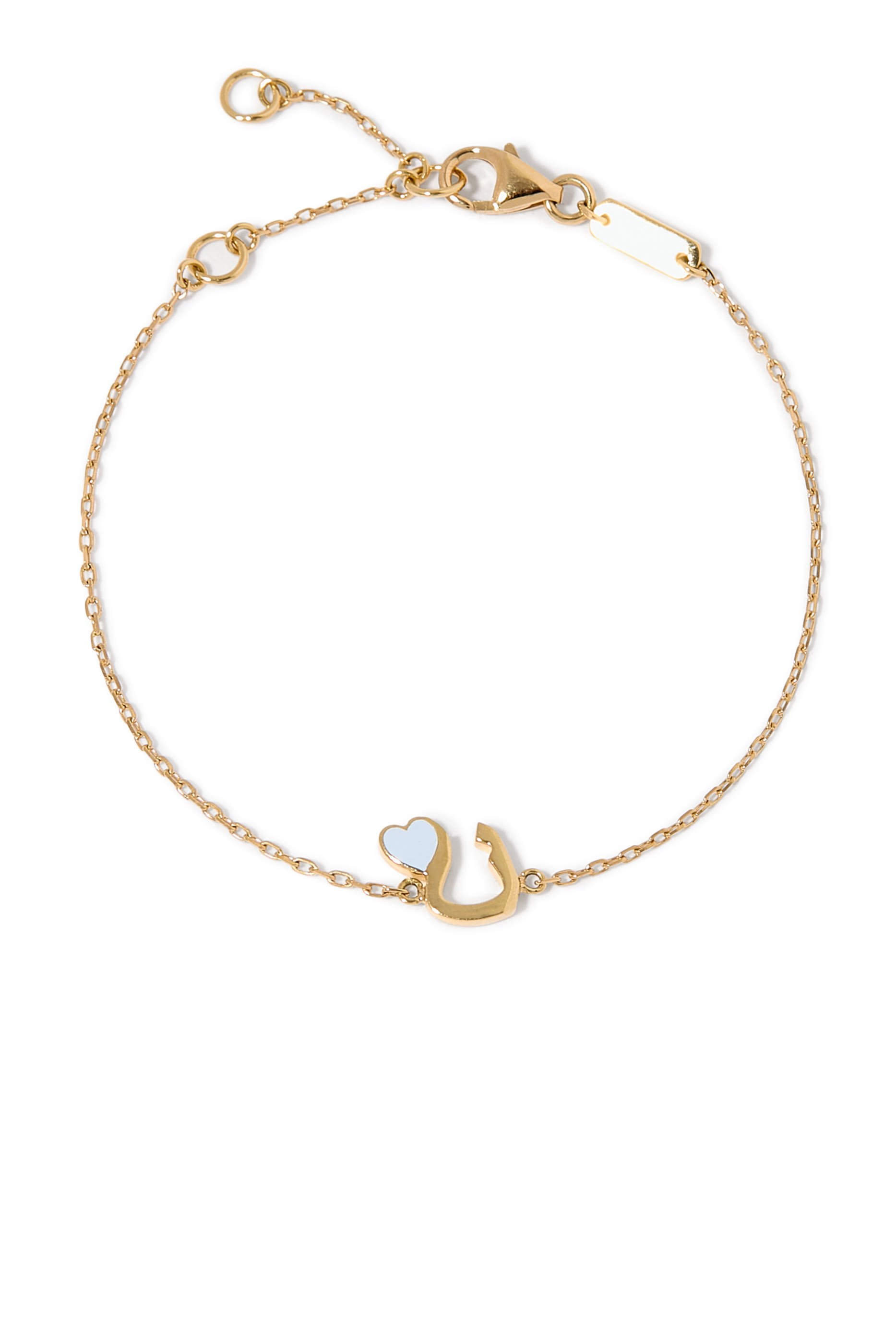 Kids Tiny Bling Butterfly Letter Noon Bracelet, 18k Yellow Gold & Enamel