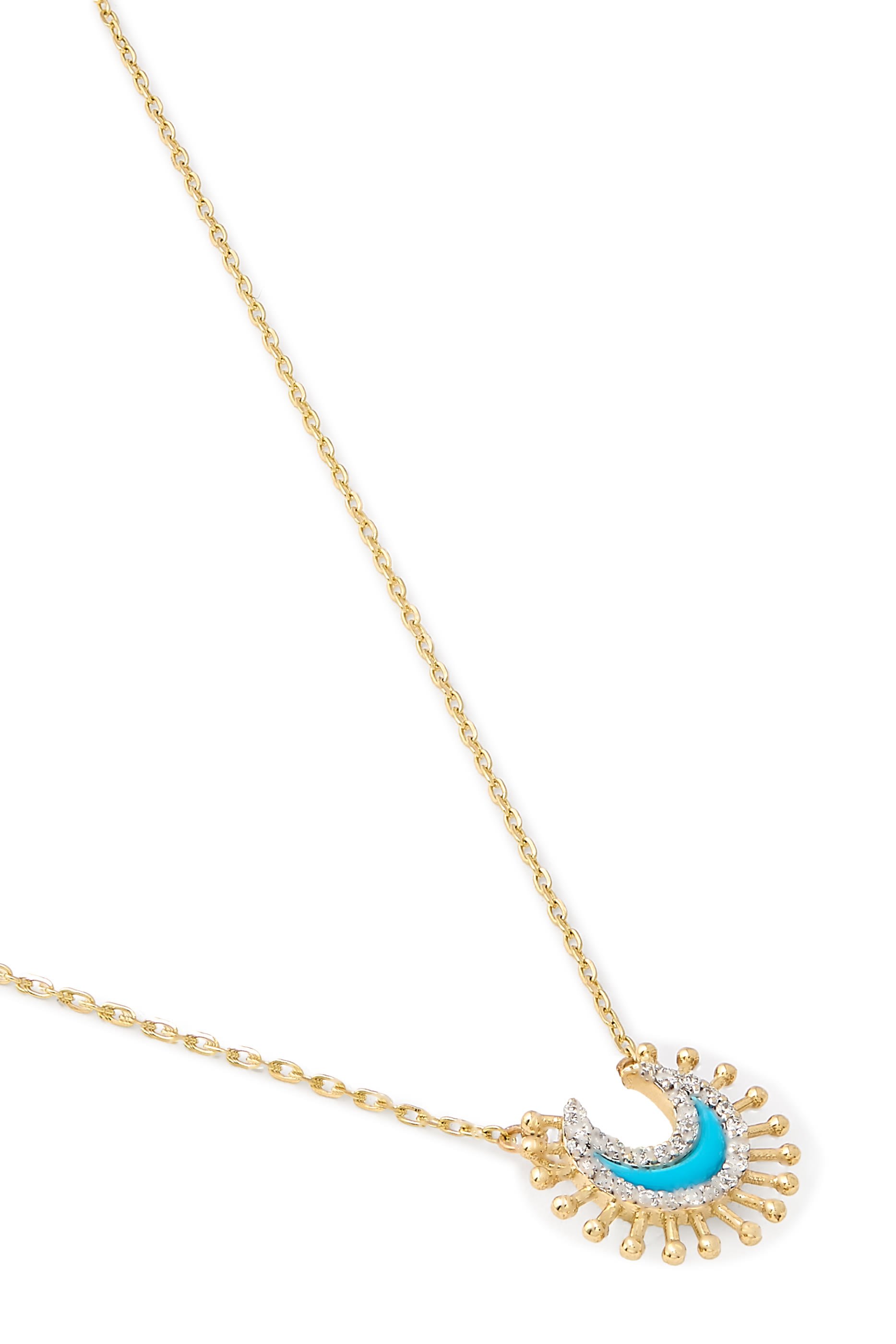 With Luck Necklace, 18K Yellow Gold with Turquoise & Diamonds