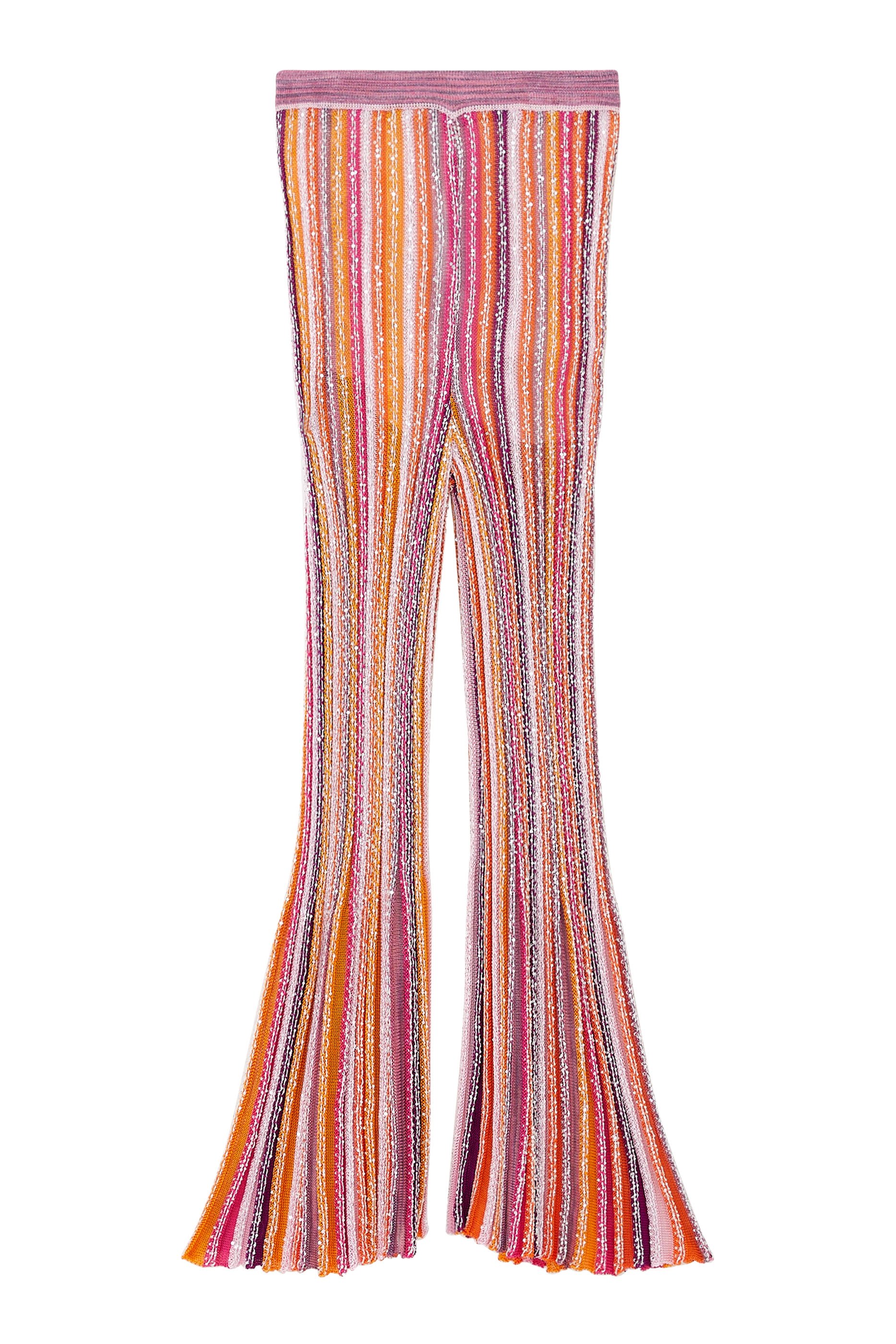 Kids Flared Trousers in Striped Crochet