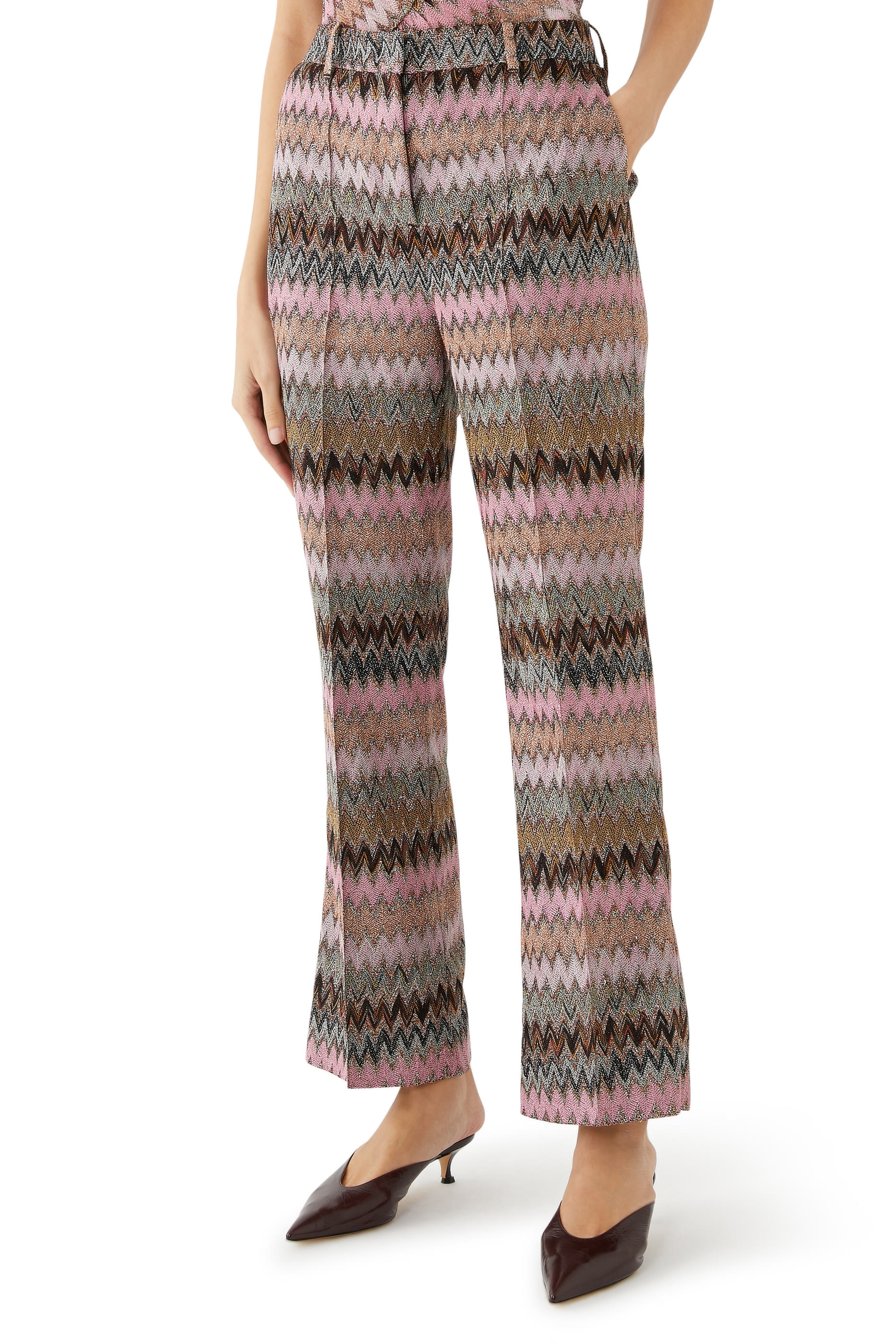 Zigzag Raschel Lame' Flare Pants 