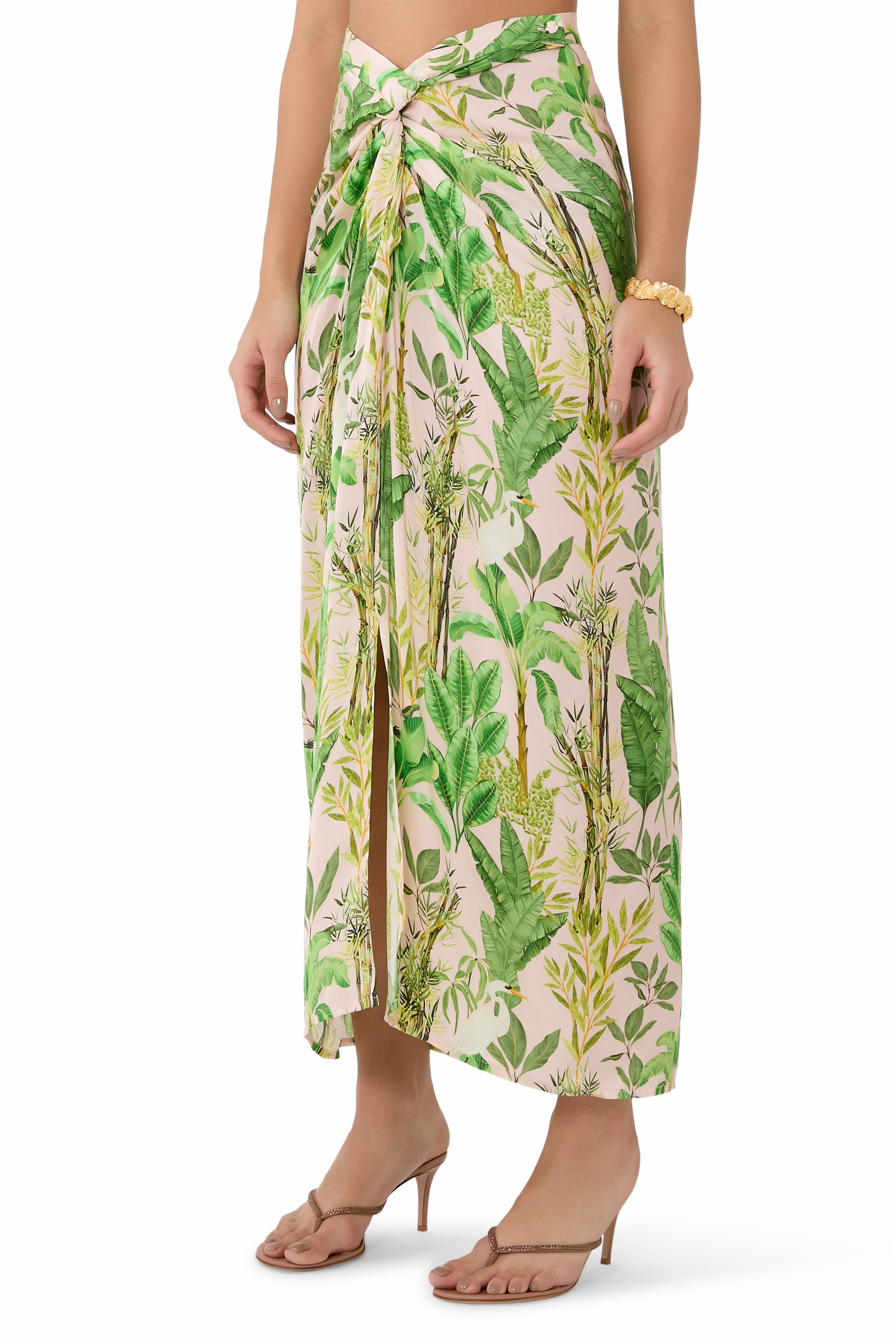 Hand Draped Tropical Maxi Skirt