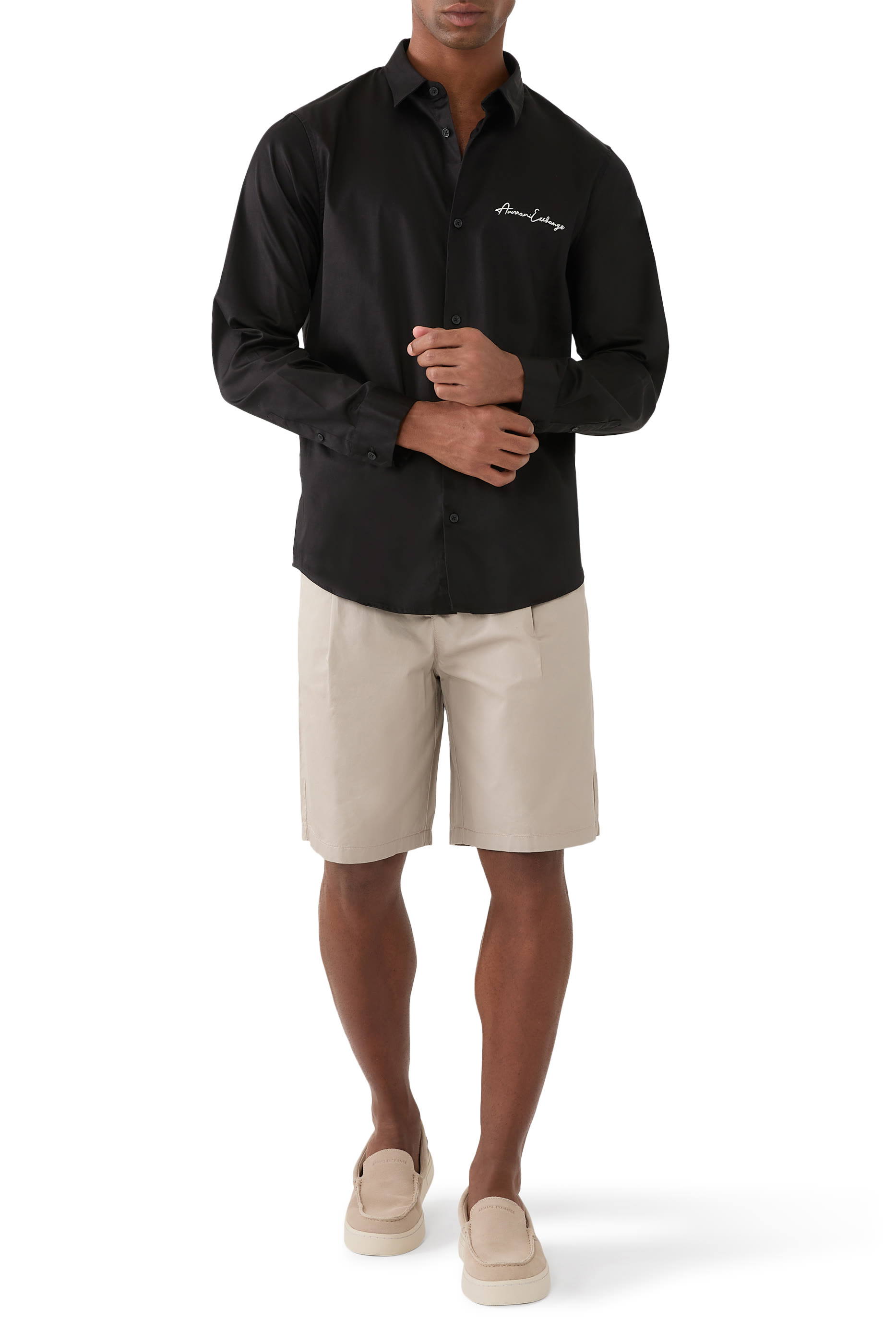 Pleated Cotton Bermuda Shorts