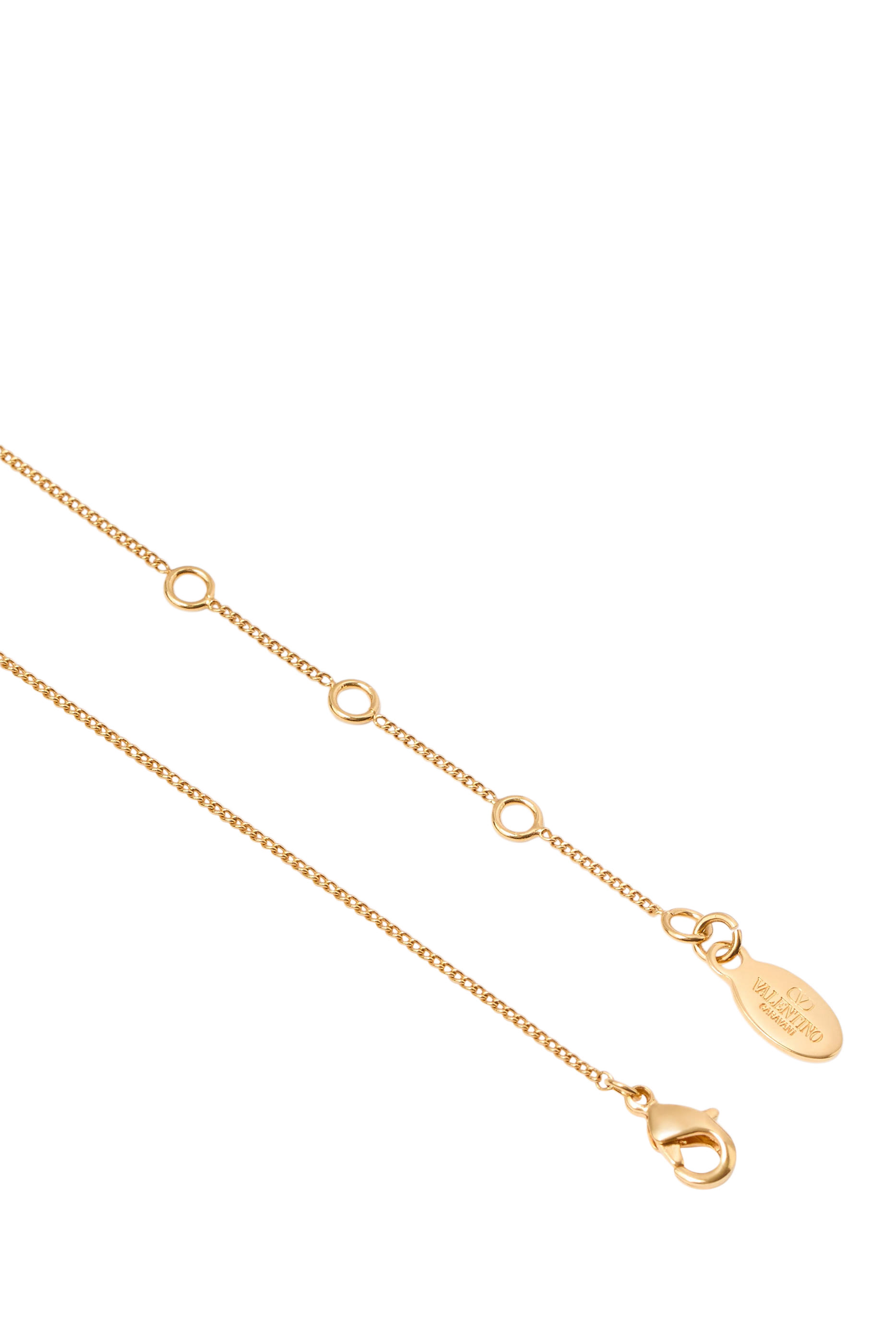 VLogo Signature Pearl Necklace, Brass & Pearl, Resin