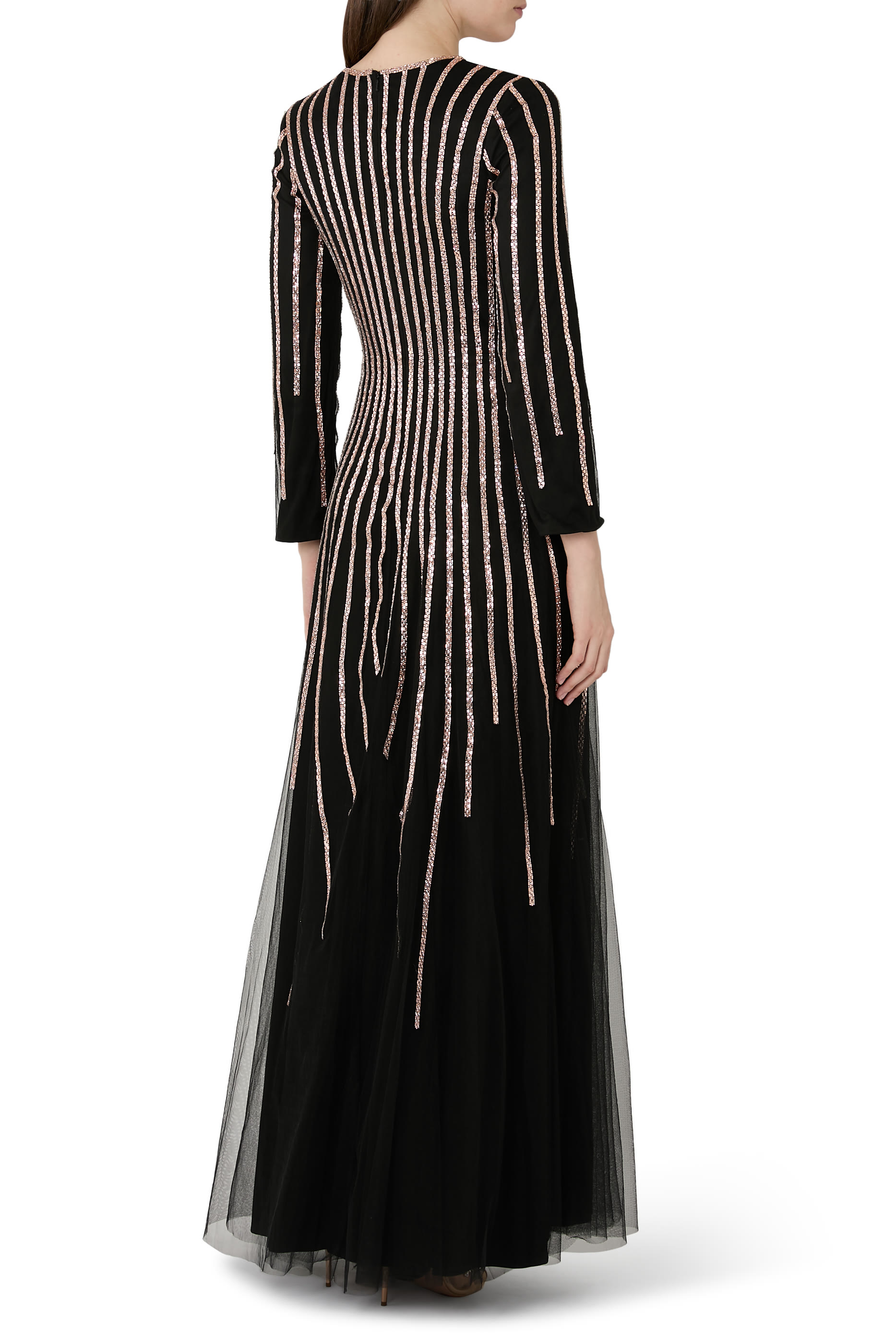 Striped Long Sleeves Gown