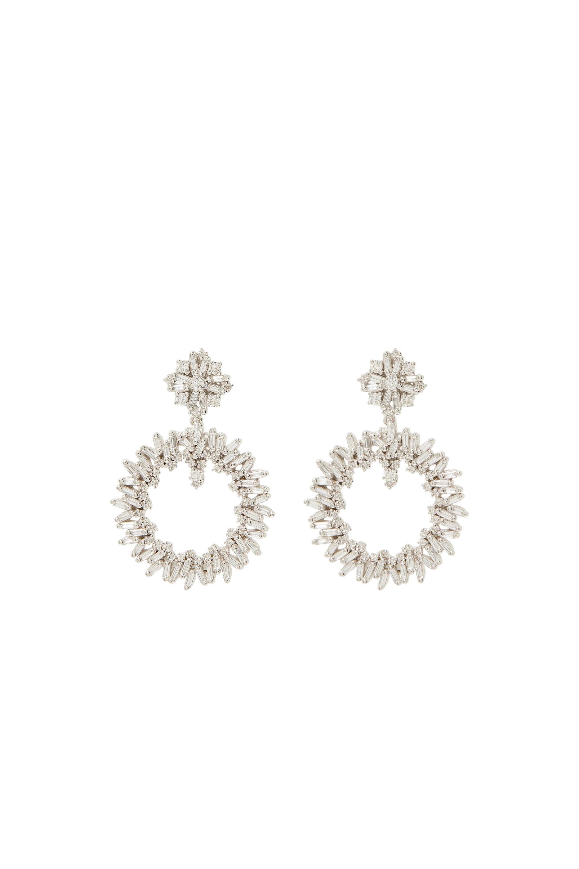 Baguette Earrings, 18K White Gold & Diamonds