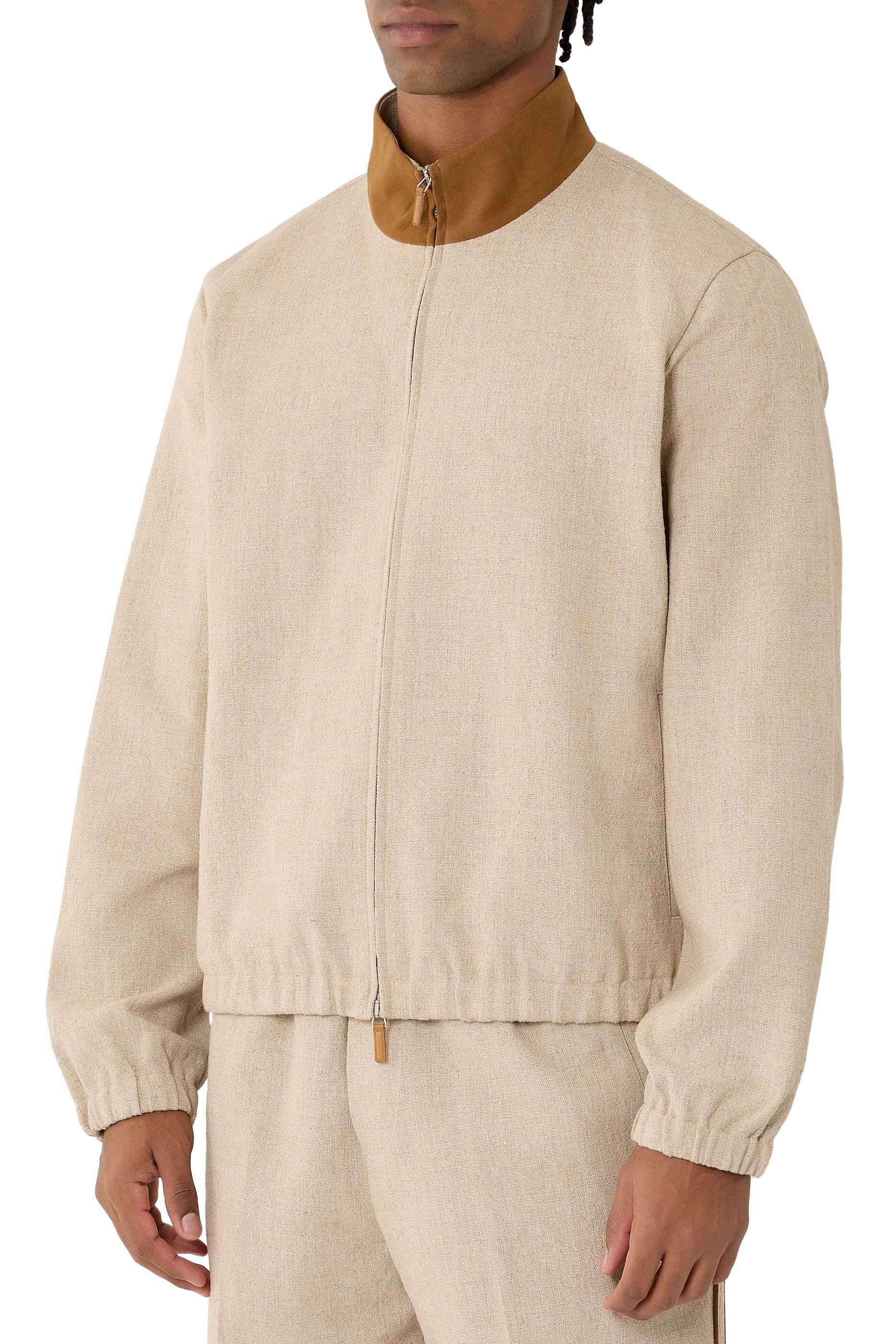 Suede Trimmed Track Jacket