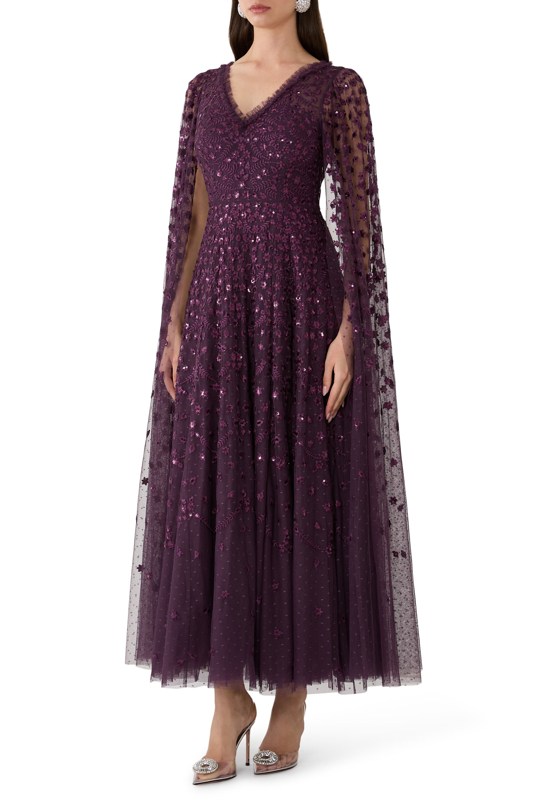 Clover Cape Sleeve Ankle Gown