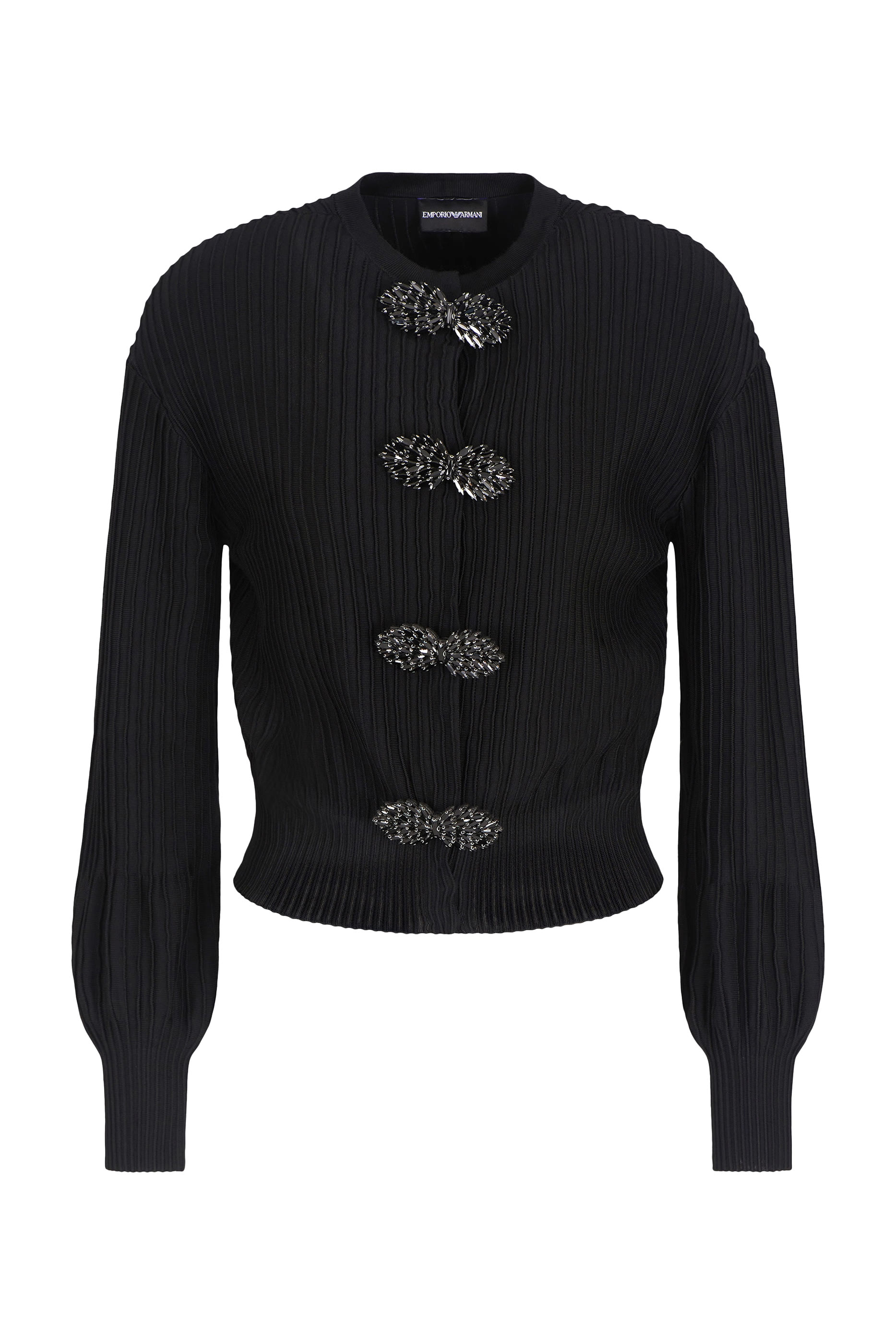 Ottoman-Fabric Cardigan with Jewel Details