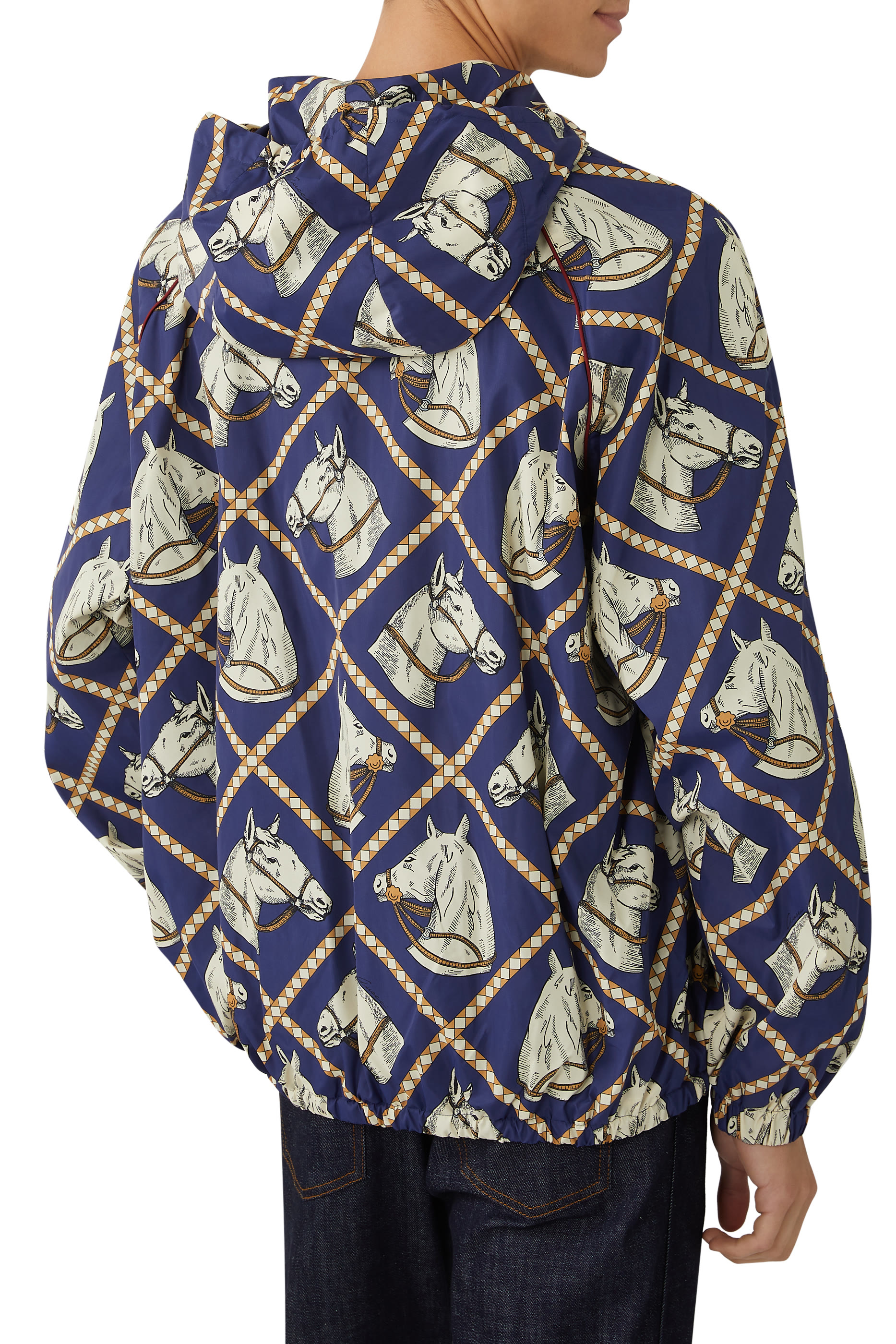 Equestrian Print Hooded Jacket