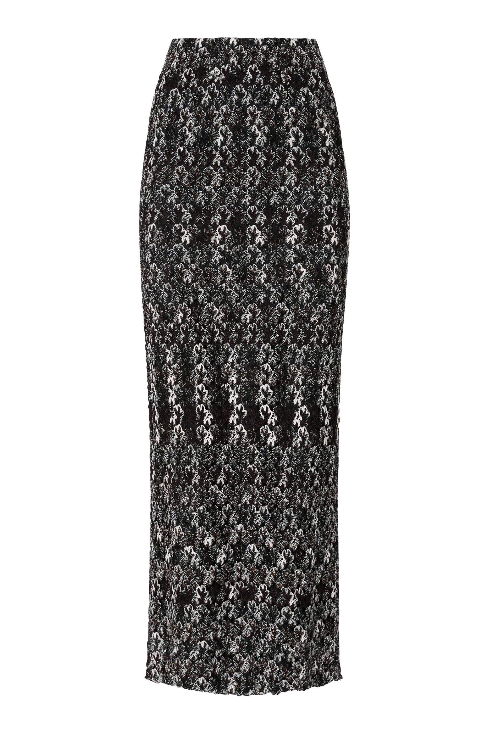 Striped Lace Raschel Lurex Long Skirt