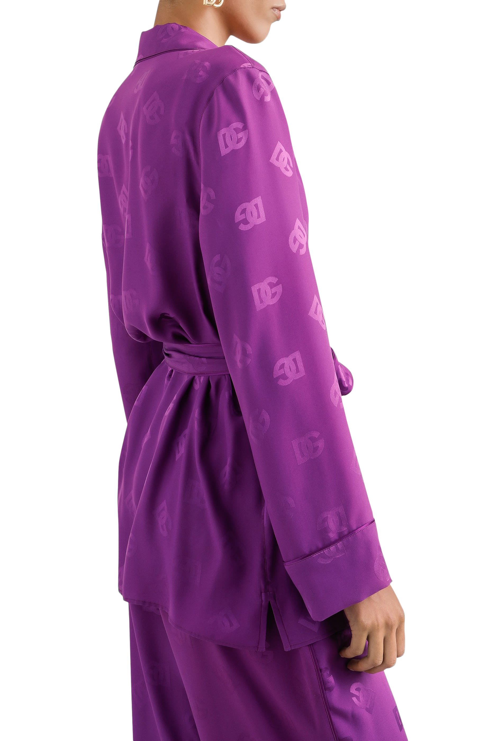 DG Logo Long Sleeves Silk Jacquard Pajama Shirt